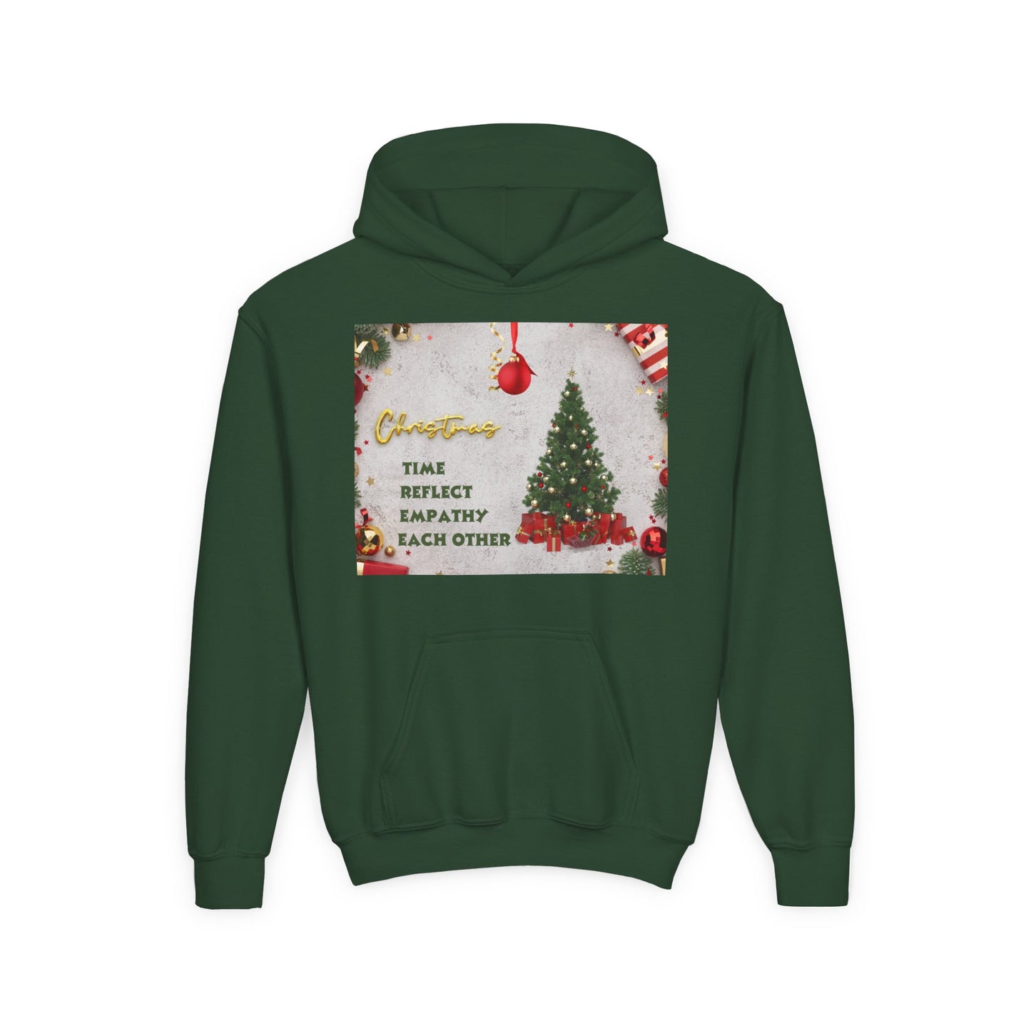 Youth Hooded Sweatshirt - Christmas Cheer, Cozy Holiday Gift, Festive Sweatshirt for Kids, Seasonal Wear, New Year Celebration
