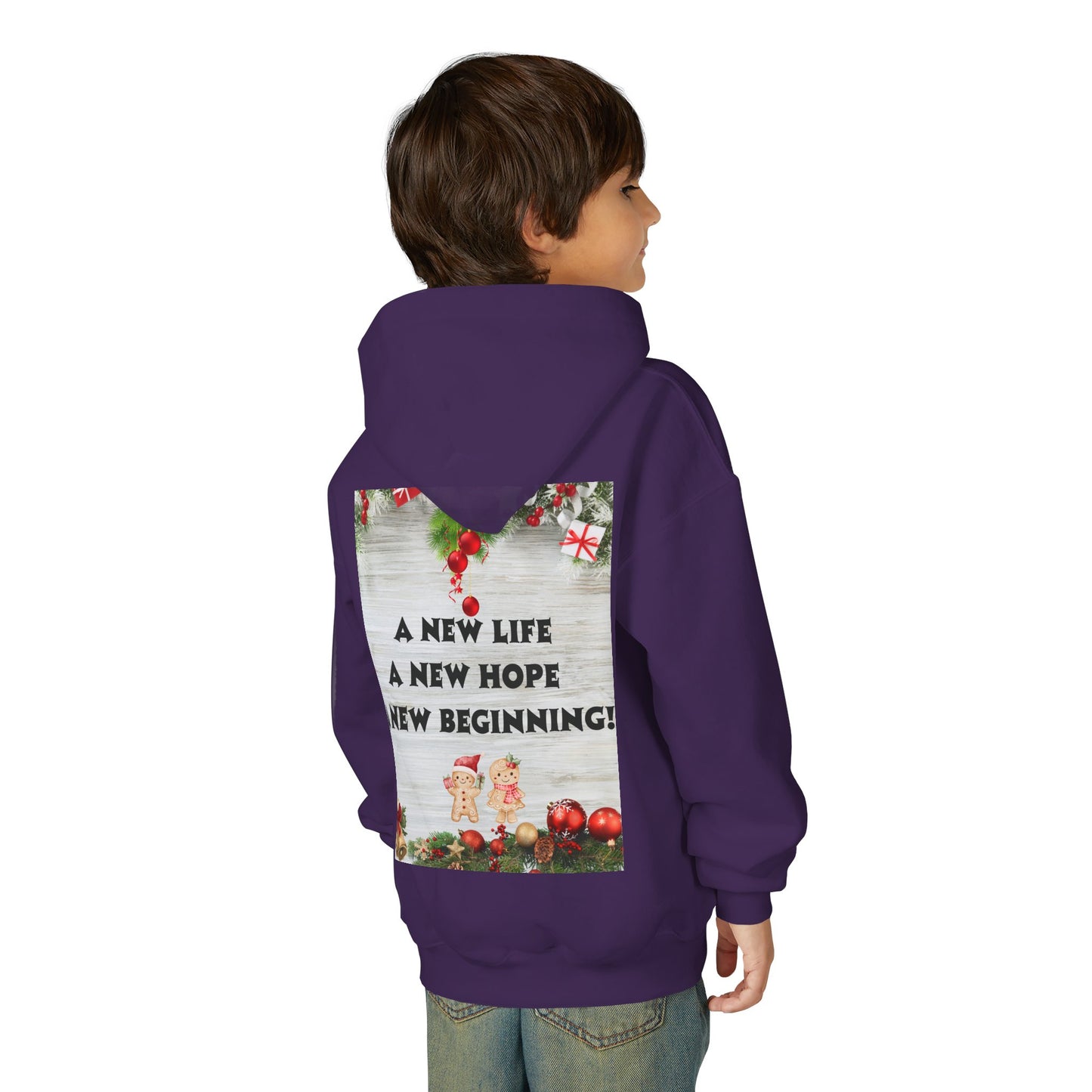 Youth Hooded Sweatshirt - Christmas Cheer, Cozy Holiday Gift, Festive Sweatshirt for Kids, Seasonal Wear, New Year Celebration