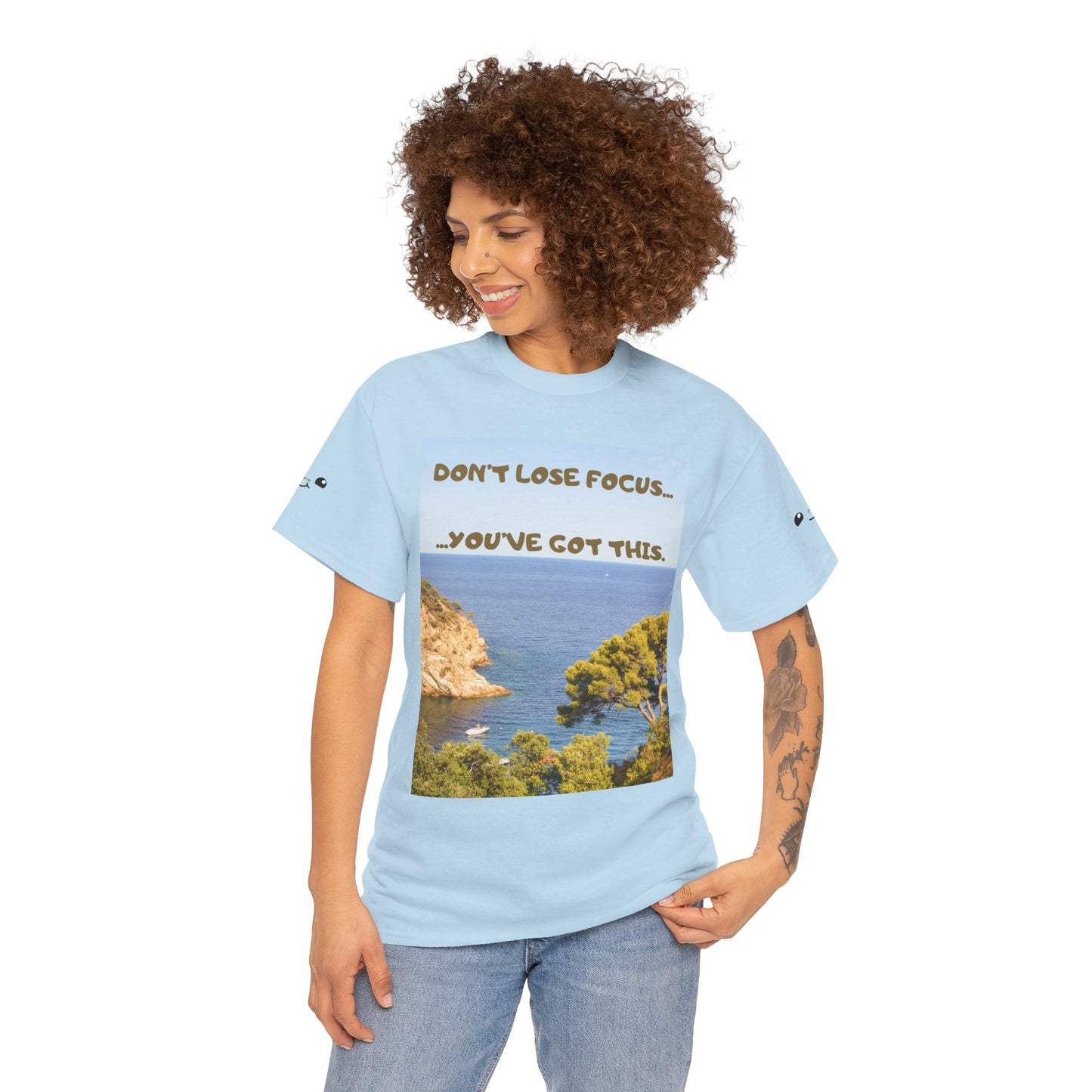Motivational Tee — "Don't Lose Focus, You've Got This" Beach Graphic