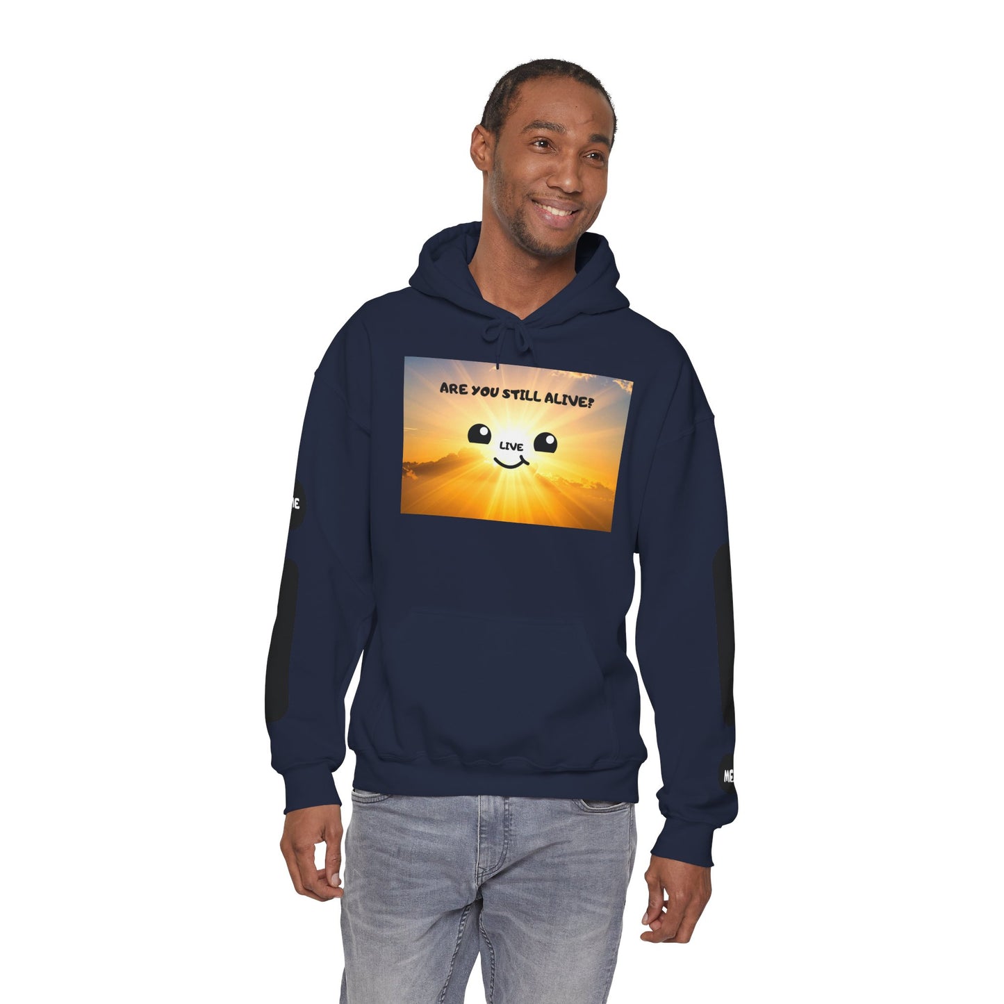 Smile Face Hoodie — "Are You Still Alive?" Sunrise Graphic Hooded Sweatshirt