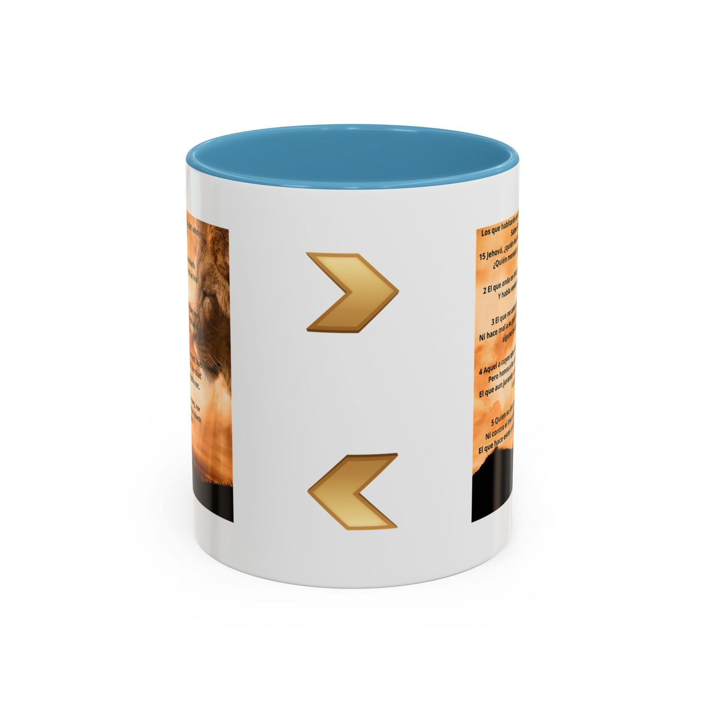PSALM 15 ENG / SPA Inspirational Lion Accent Coffee Mug | Faith Mug, Motivational Gift, Nature Lover's Cup, Home Decor, Office Drinkware