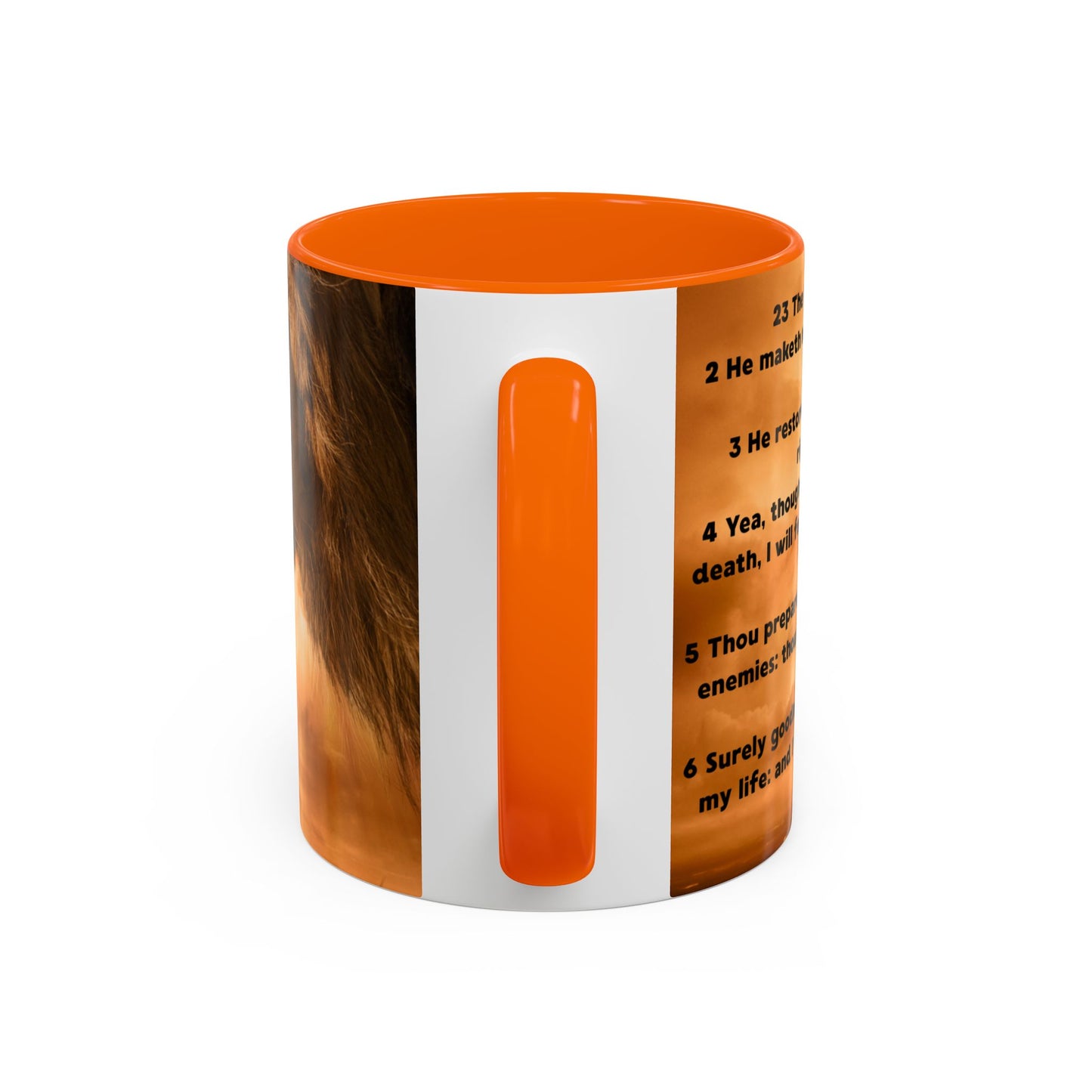 PSALM 23 Inspirational Coffee Mug with Lion Design, Spiritual Gift for Her, Housewarming Present, Faith-Based Kitchen Decor