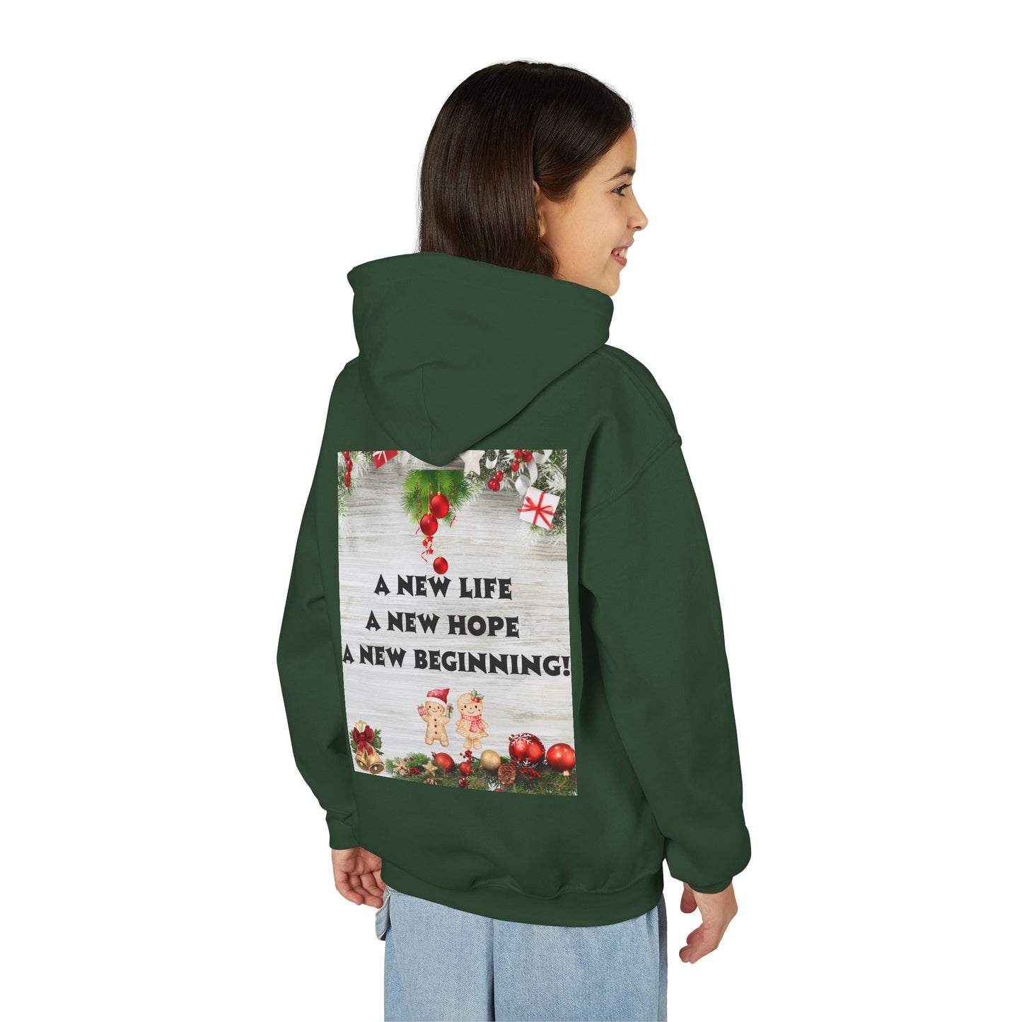 Youth Hooded Sweatshirt - Christmas Cheer, Cozy Holiday Gift, Festive Sweatshirt for Kids, Seasonal Wear, New Year Celebration