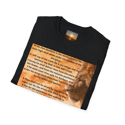 PSALM 91 Inspirational Lion T-Shirt, Motivational Tee, Unisex Quote Shirt, Positive Vibes Wear, Nature Lover Gift
