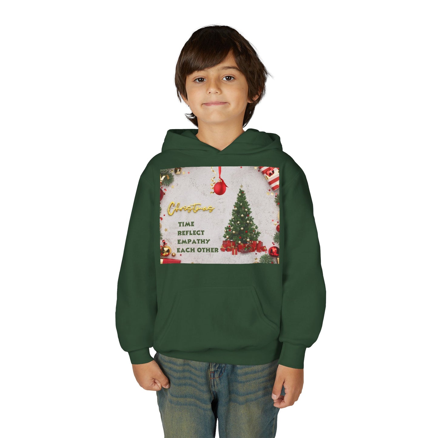 Youth Hooded Sweatshirt - Christmas Cheer, Cozy Holiday Gift, Festive Sweatshirt for Kids, Seasonal Wear, New Year Celebration