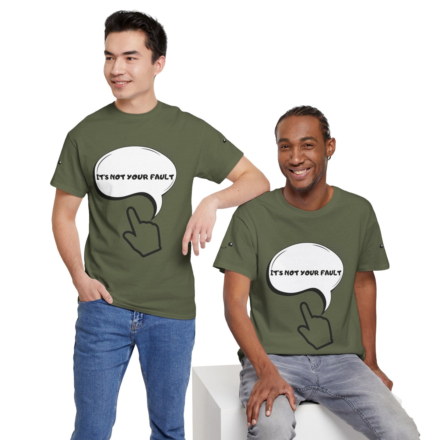 Graphic Tee — "It's Not Your Fault" Comic-Style Pointing Design
