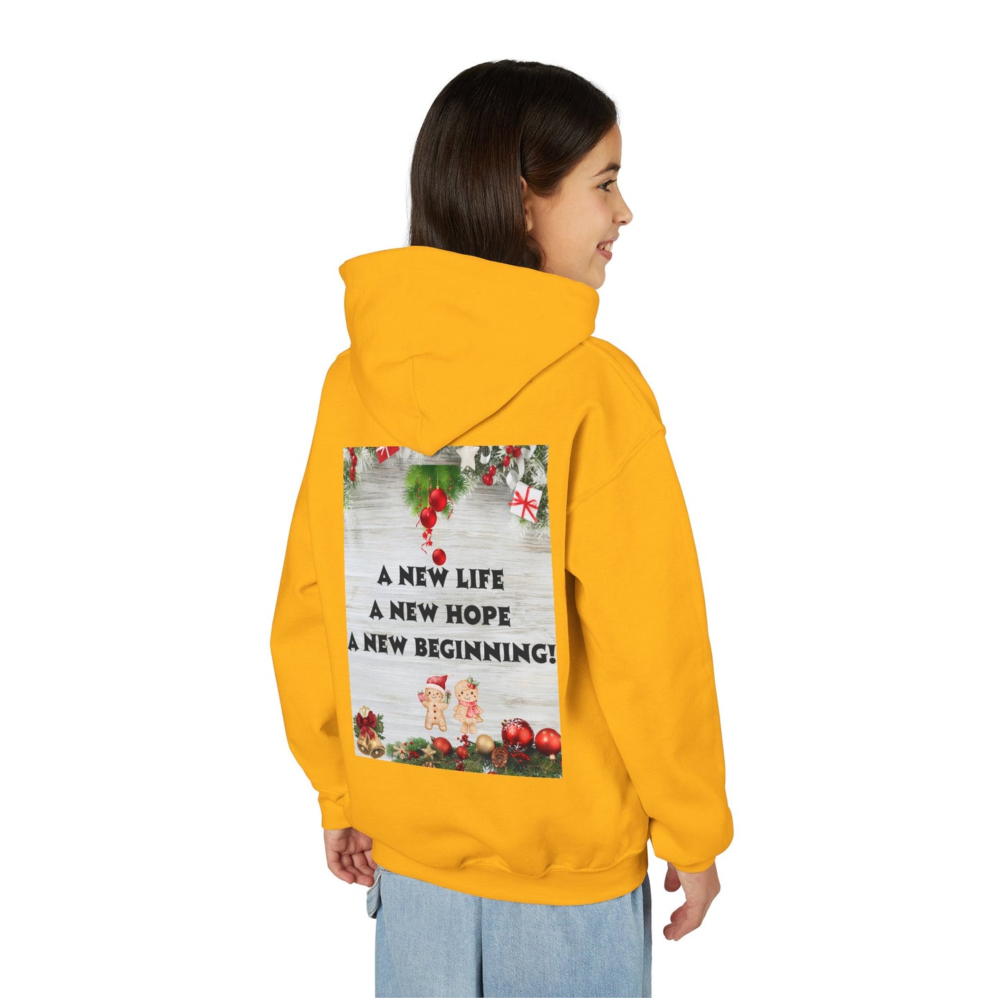 Youth Hooded Sweatshirt - Christmas Cheer, Cozy Holiday Gift, Festive Sweatshirt for Kids, Seasonal Wear, New Year Celebration