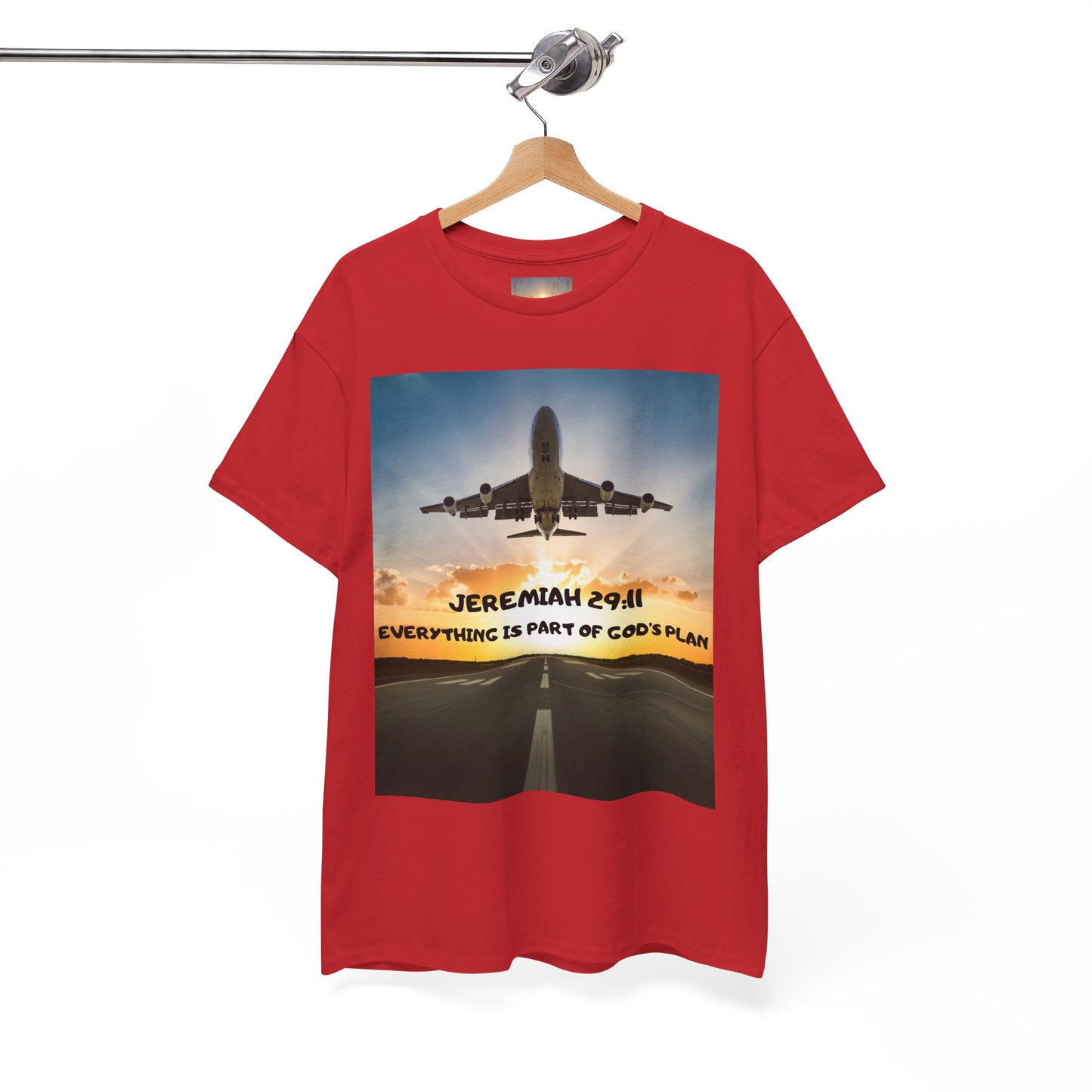 Faith Travel T‑Shirt — “Jeremiah 29:11 / Matthew 28:20” Inspirational Plane Tee