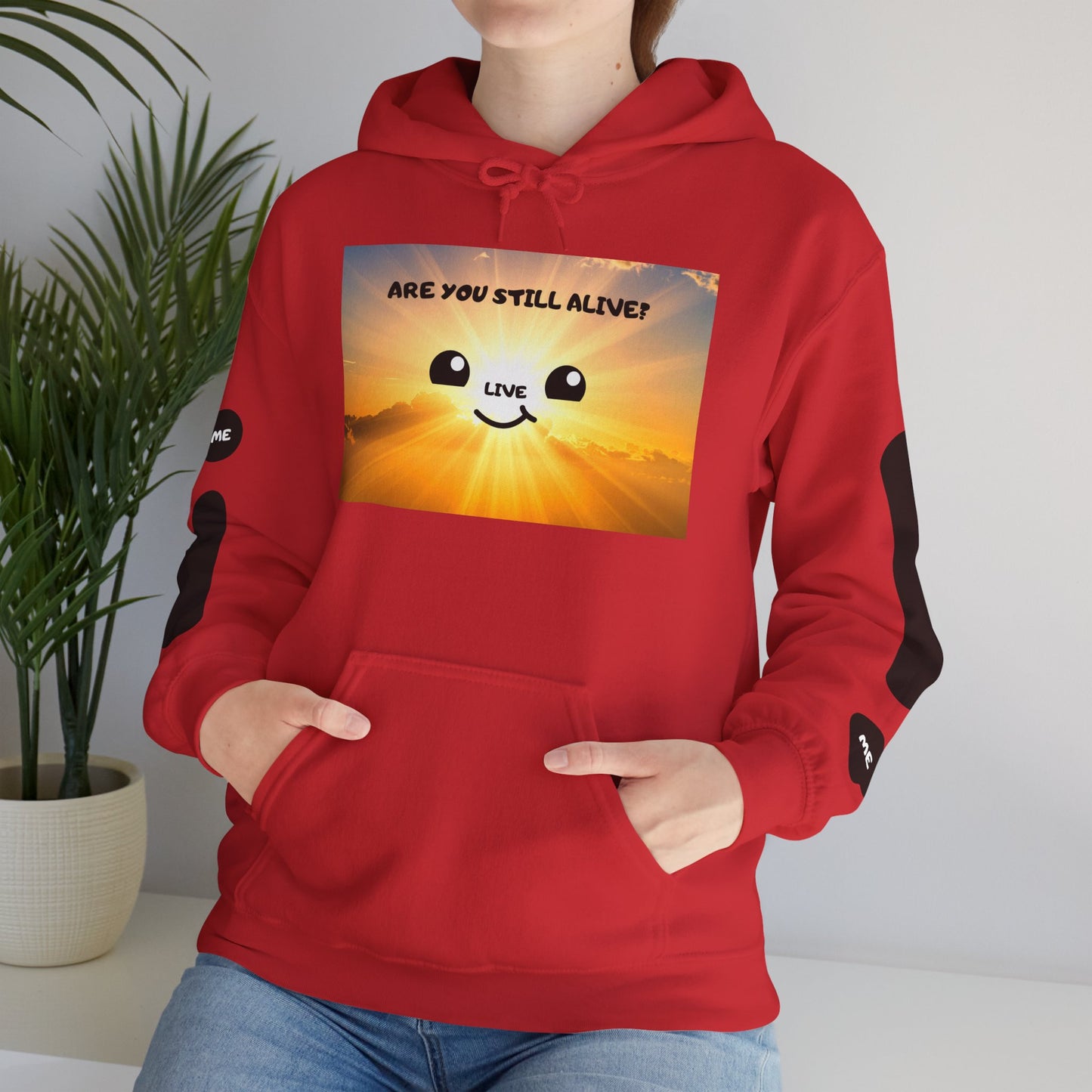 Smile Face Hoodie — "Are You Still Alive?" Sunrise Graphic Hooded Sweatshirt