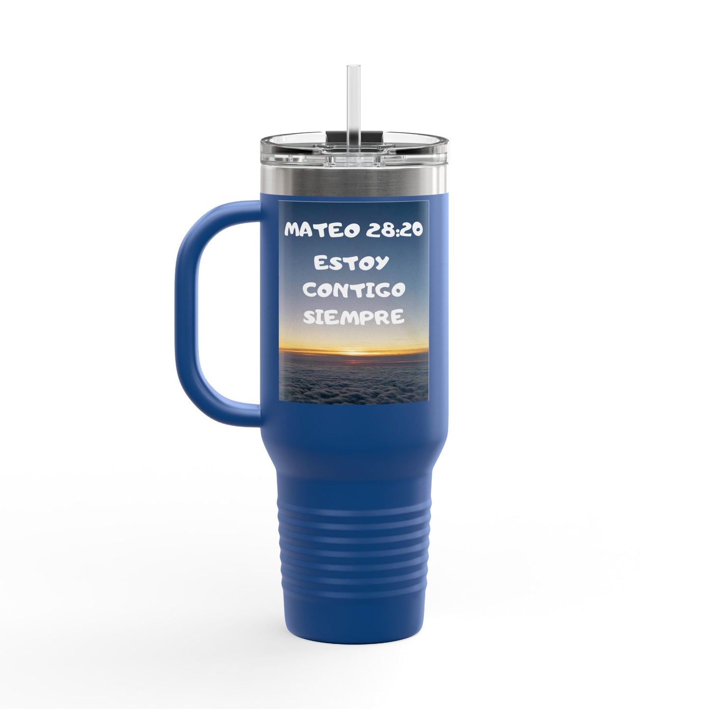 40oz Insulated Travel Mug — Airplane Sunset Design with "Amen" & Jeremiah 29:11 Verse