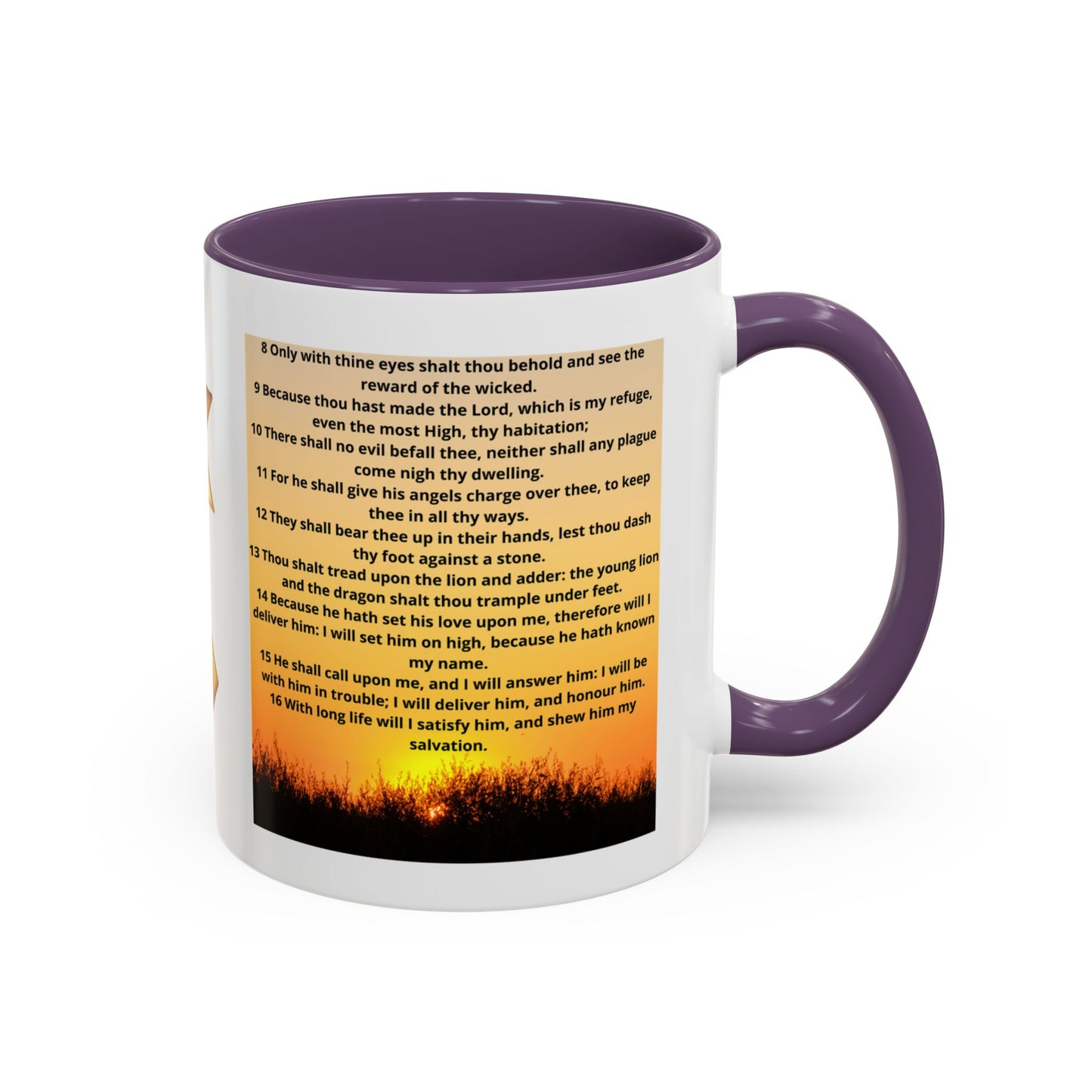 PSALM 91 Inspirational Lion Accent Coffee Mug | Motivational Gift, Scripture Mug, Unique Home Decor, Faith-Based Coffee Cup, Lion Design