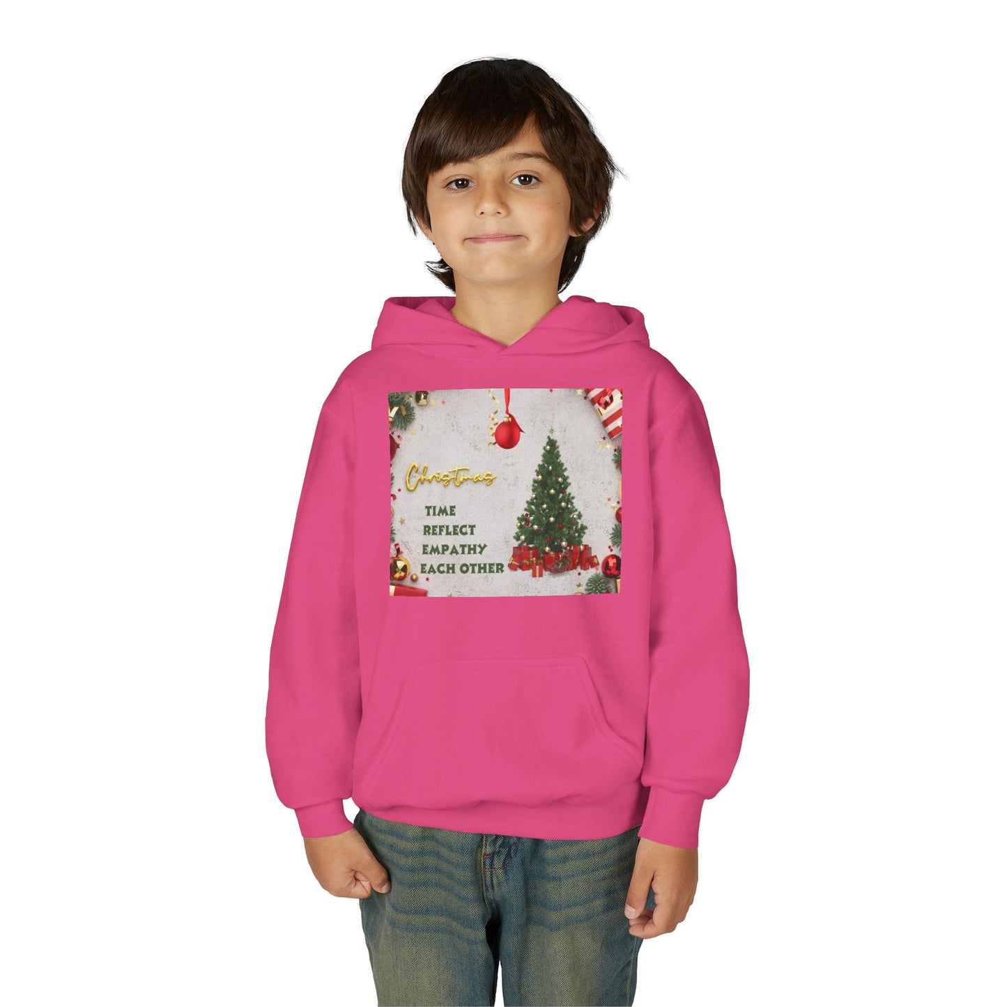 Youth Hooded Sweatshirt - Christmas Cheer, Cozy Holiday Gift, Festive Sweatshirt for Kids, Seasonal Wear, New Year Celebration