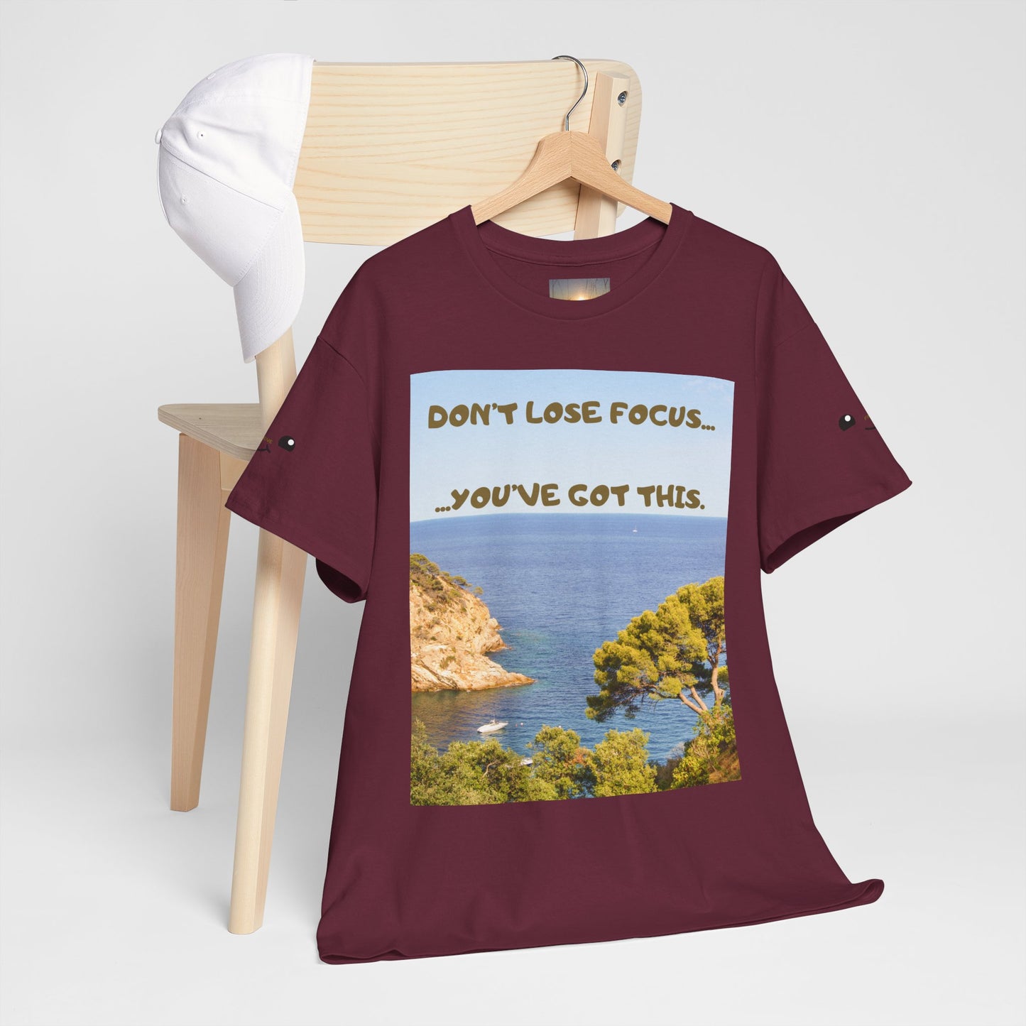 Motivational Tee — "Don't Lose Focus, You've Got This" Beach Graphic
