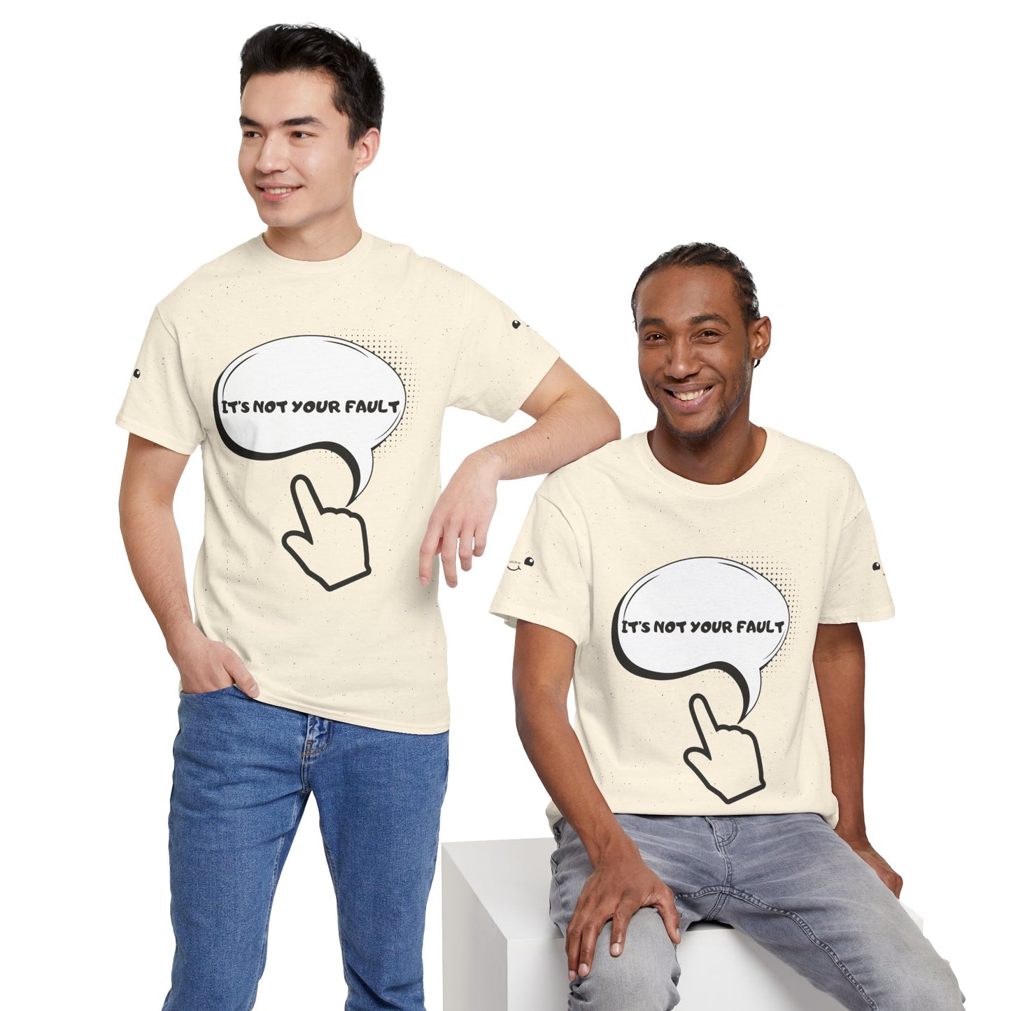 Graphic Tee — "It's Not Your Fault" Comic-Style Pointing Design