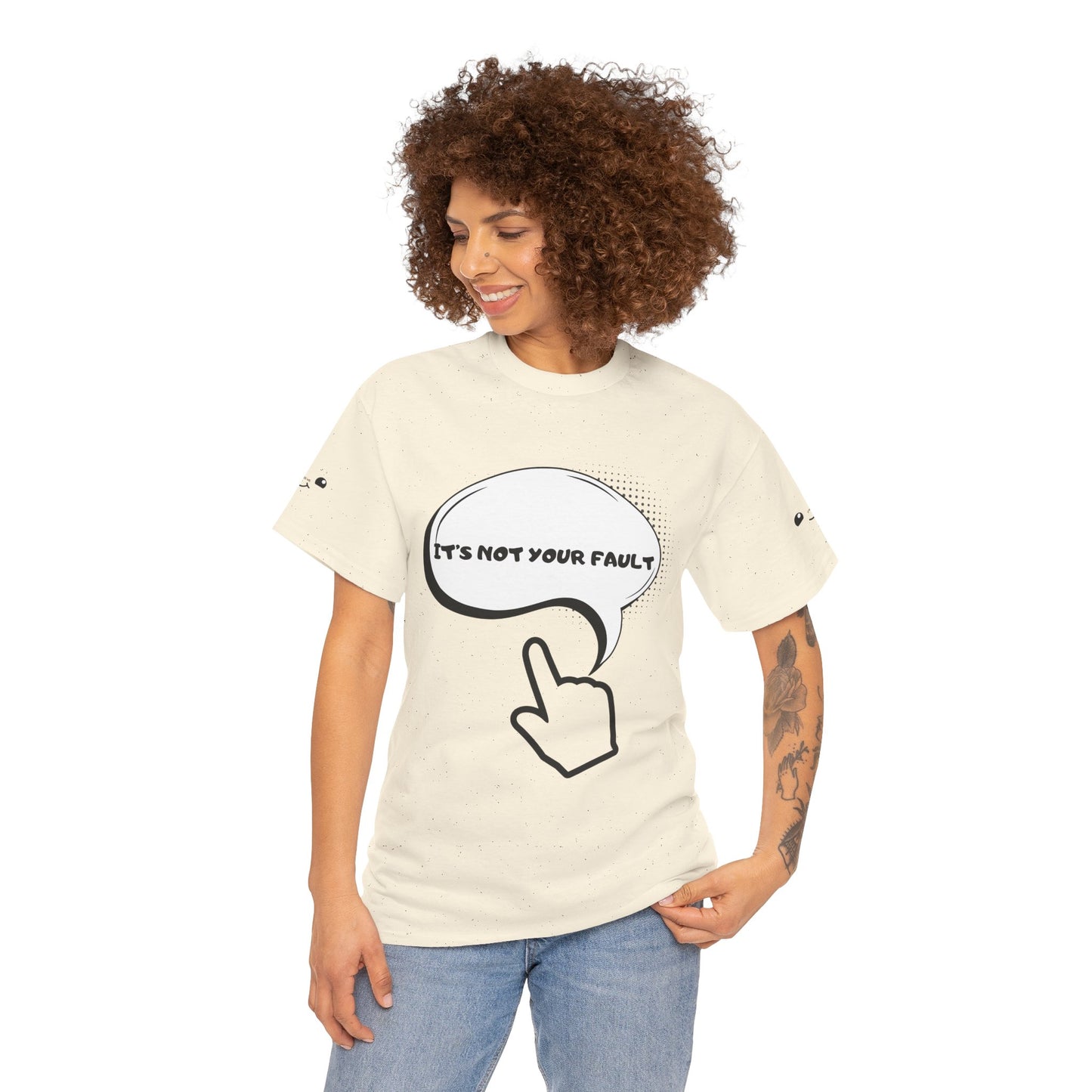Graphic Tee — "It's Not Your Fault" Comic-Style Pointing Design