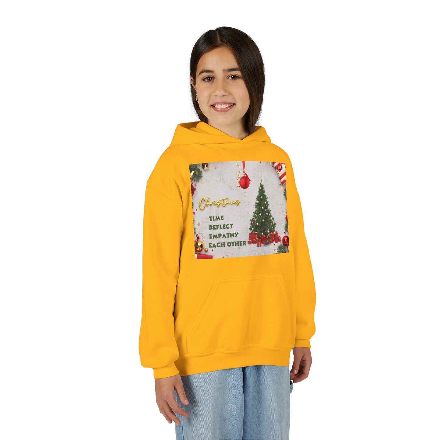 Youth Hooded Sweatshirt - Christmas Cheer, Cozy Holiday Gift, Festive Sweatshirt for Kids, Seasonal Wear, New Year Celebration