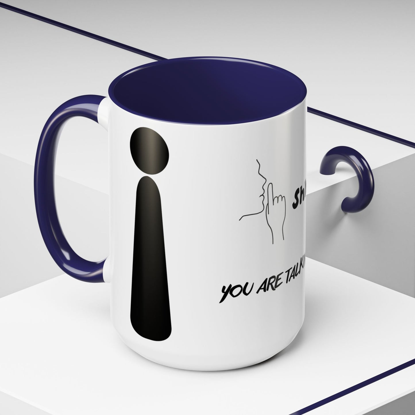 Funny Shhh Coffee Mug, Gift for Friends, Office Humor Cup, Black Accent Mug, Tea Lover's Present