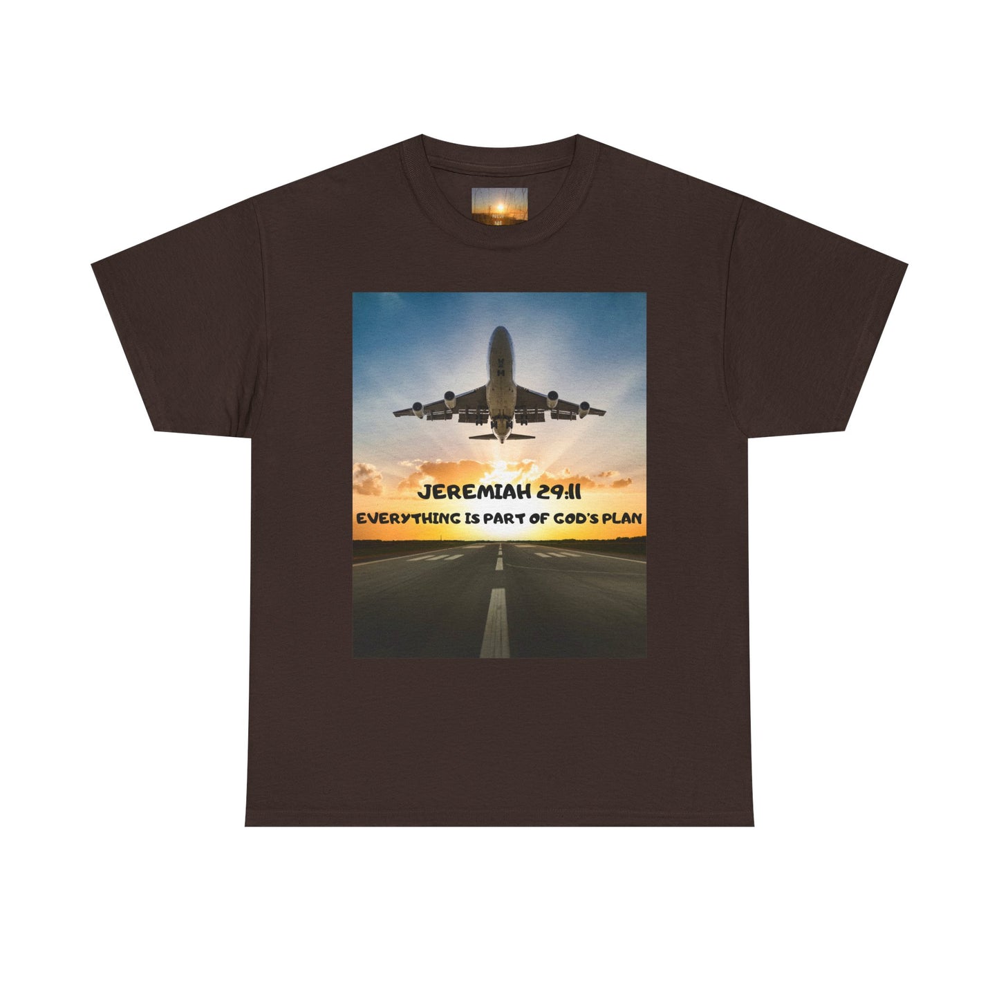 Faith Travel T‑Shirt — “Jeremiah 29:11 / Matthew 28:20” Inspirational Plane Tee