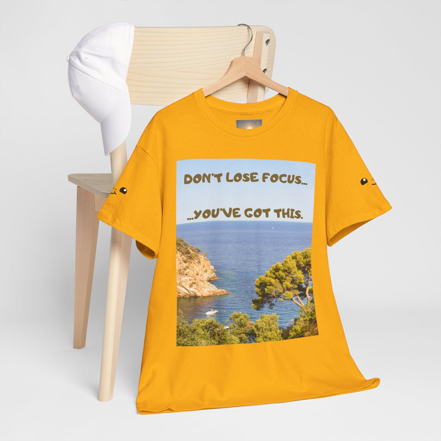 Motivational Tee — "Don't Lose Focus, You've Got This" Beach Graphic