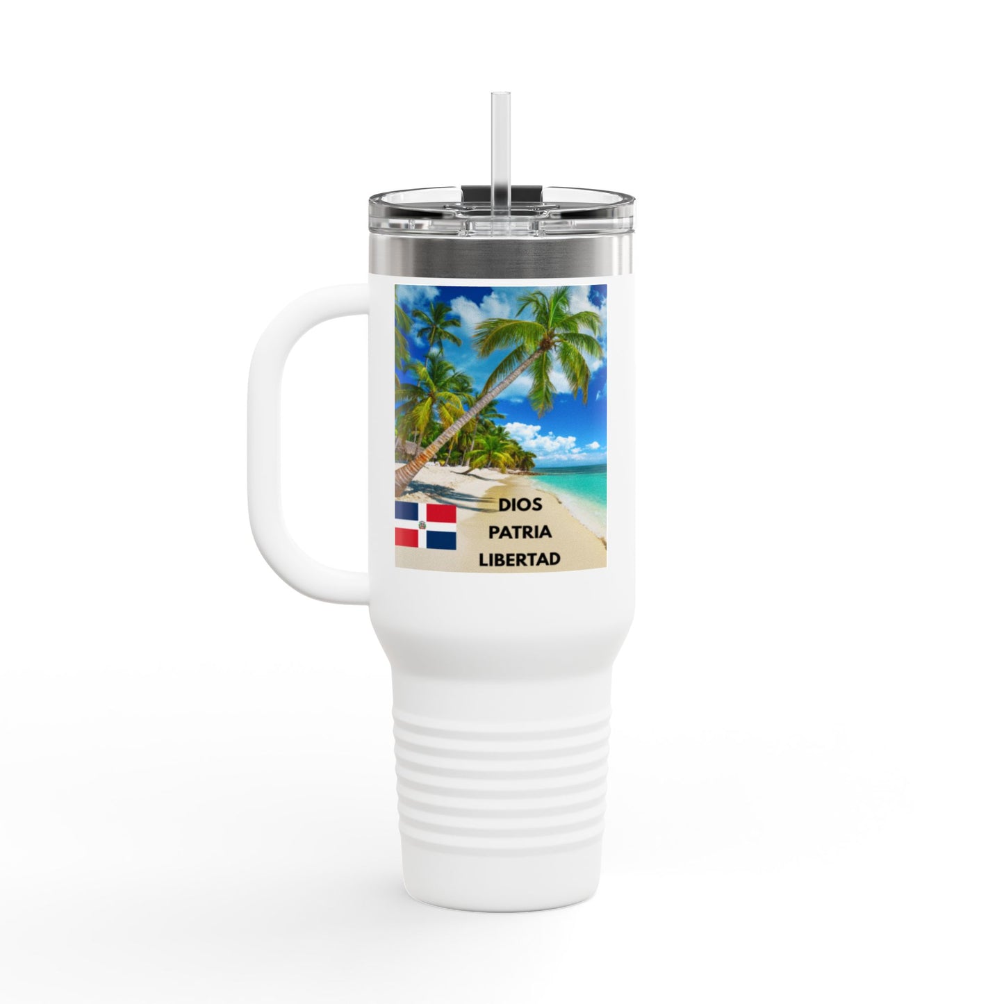 Dominican Republic Insulated Travel Mug, Caribbean Travel Cup, Beach Lover Gift, Quisqueya Hermosa Thermos, Vacation Essential, Summer [...]