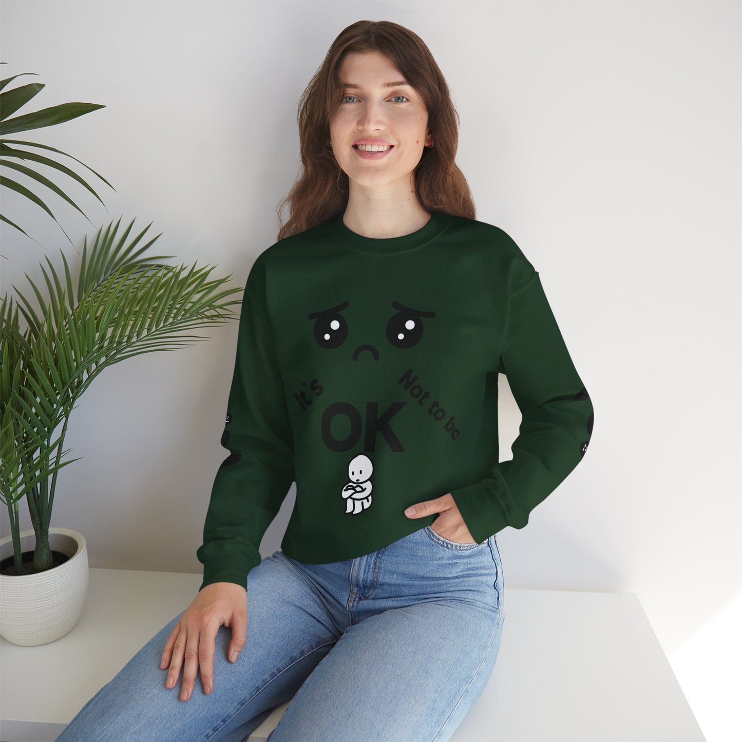 IT'S OK Inspirational Unisex Sweatshirt - Mental Health Awareness, Cozy Fashion, Self-Care Gift, Comfort Wear, Uplifting Quote