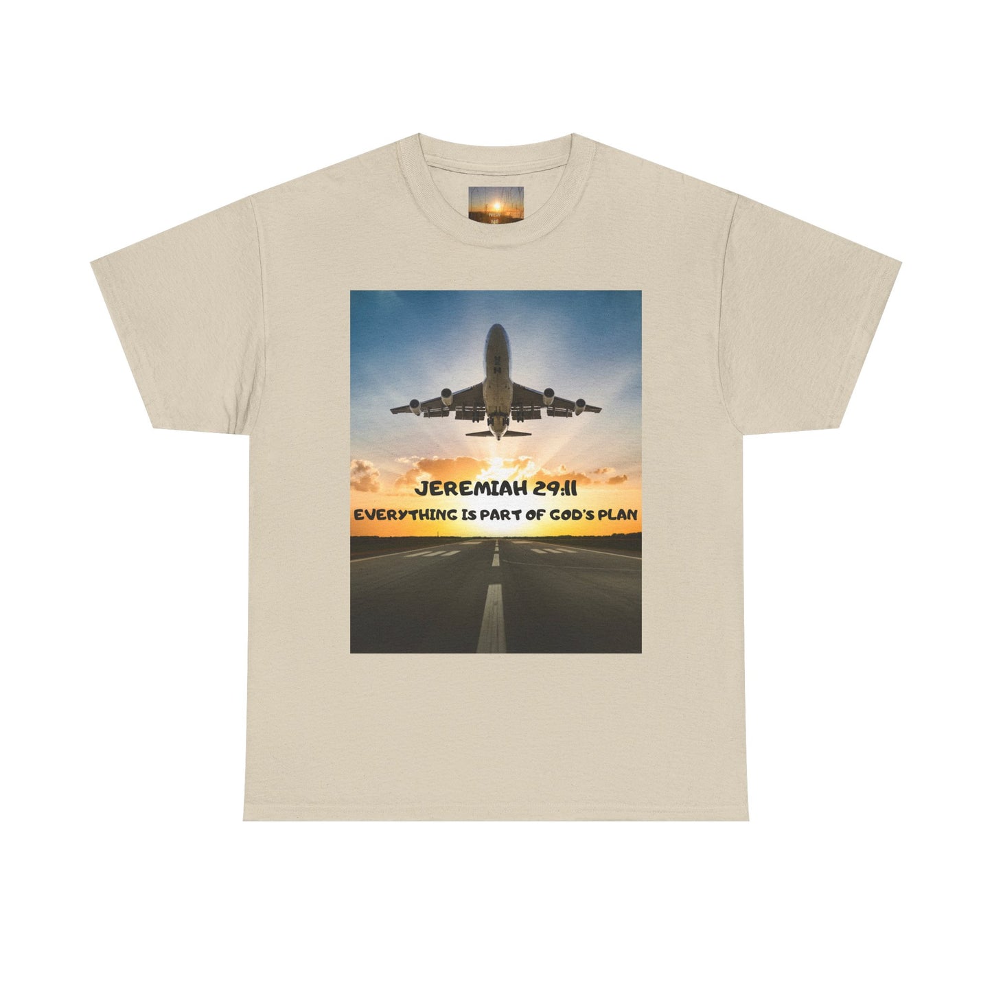 Faith Travel T‑Shirt — “Jeremiah 29:11 / Matthew 28:20” Inspirational Plane Tee