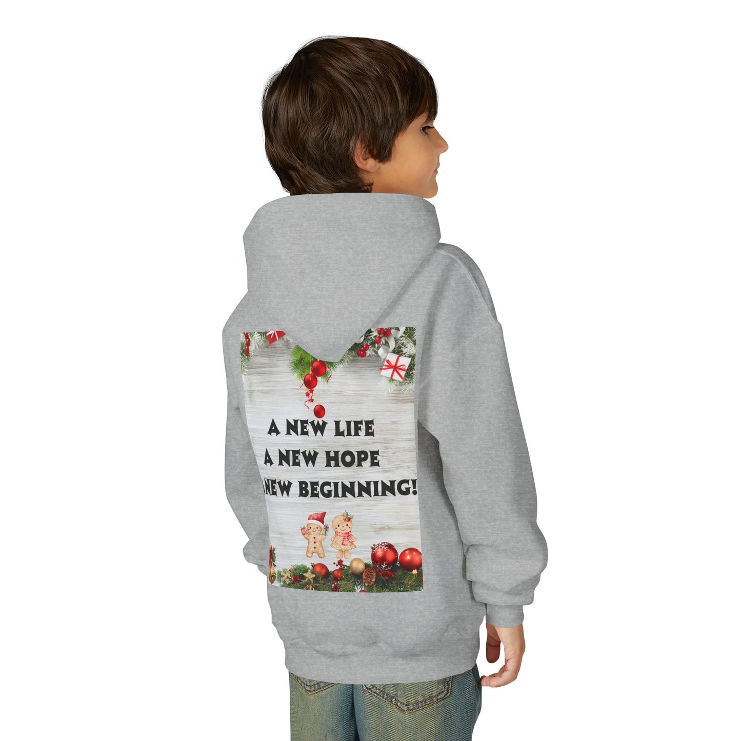 Youth Hooded Sweatshirt - Christmas Cheer, Cozy Holiday Gift, Festive Sweatshirt for Kids, Seasonal Wear, New Year Celebration