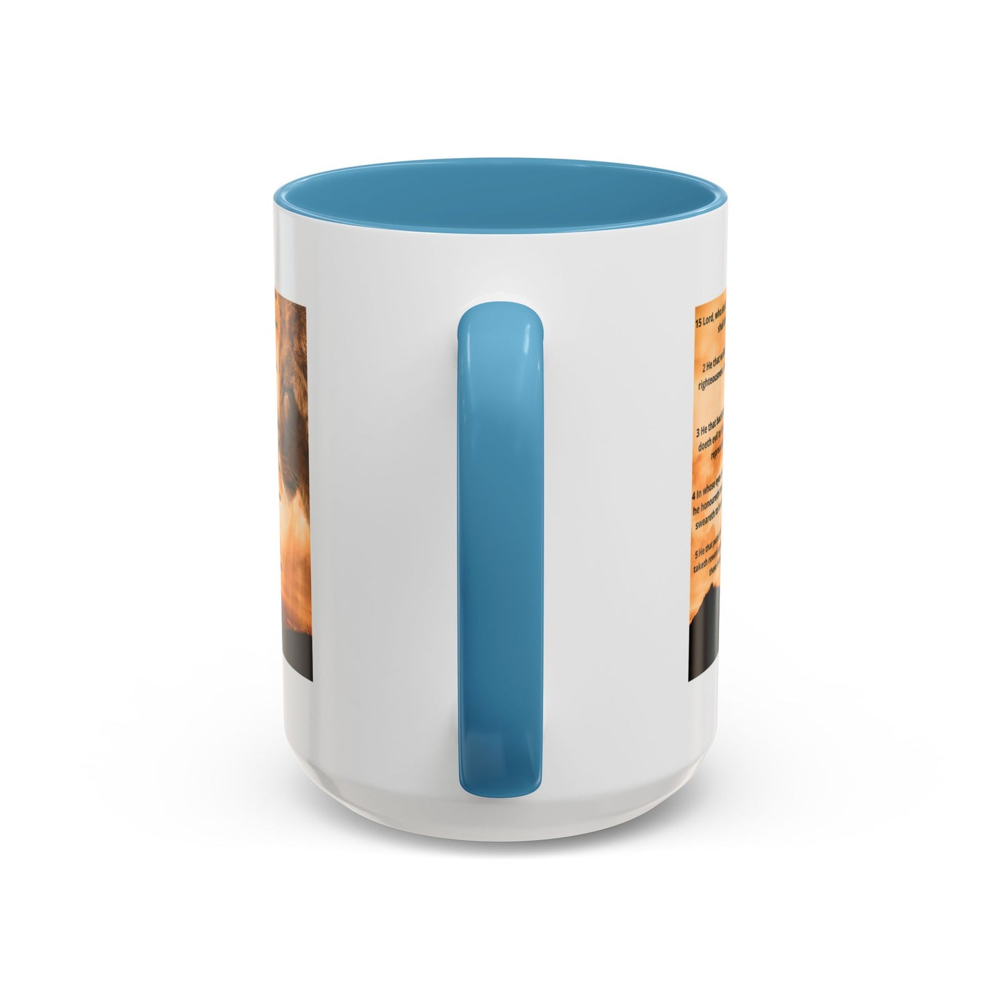 PSALM 15 ENG / SPA Inspirational Lion Accent Coffee Mug | Faith Mug, Motivational Gift, Nature Lover's Cup, Home Decor, Office Drinkware