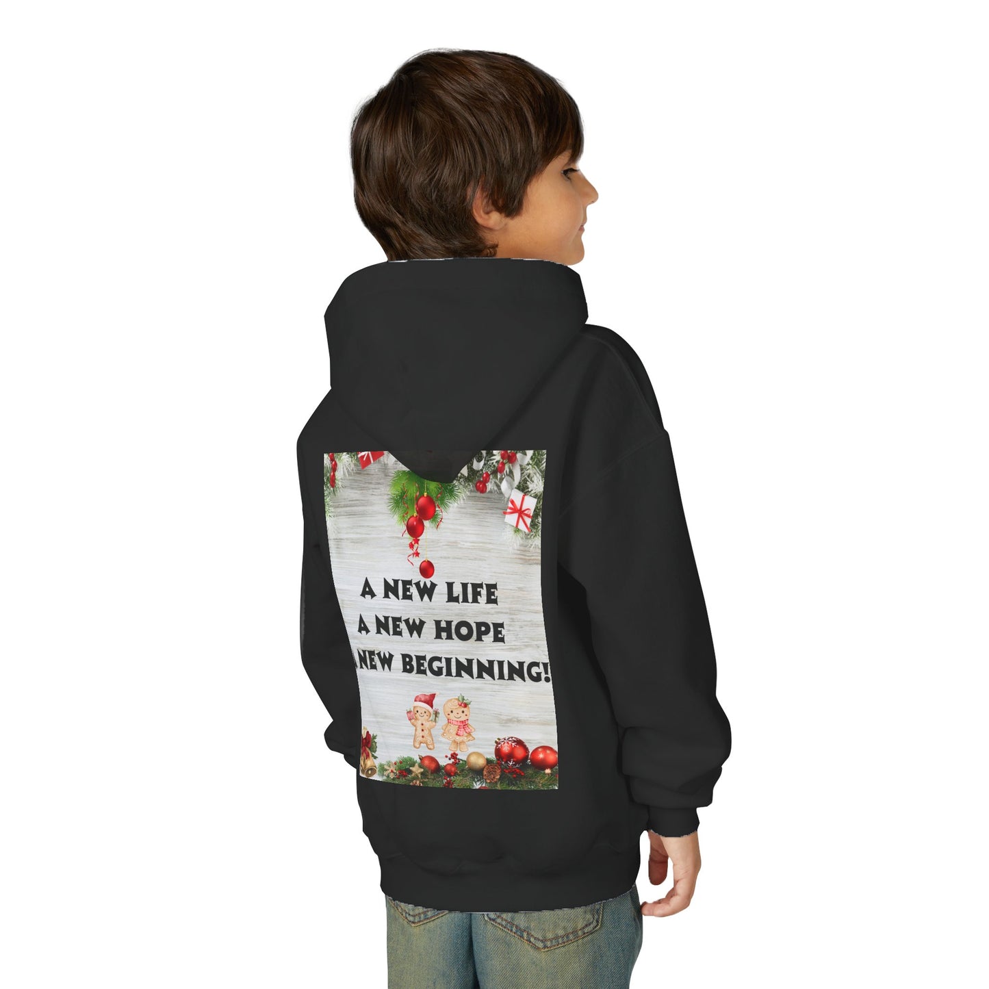Youth Hooded Sweatshirt - Christmas Cheer, Cozy Holiday Gift, Festive Sweatshirt for Kids, Seasonal Wear, New Year Celebration
