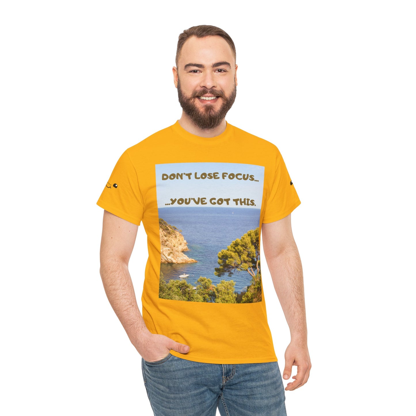 Motivational Tee — "Don't Lose Focus, You've Got This" Beach Graphic