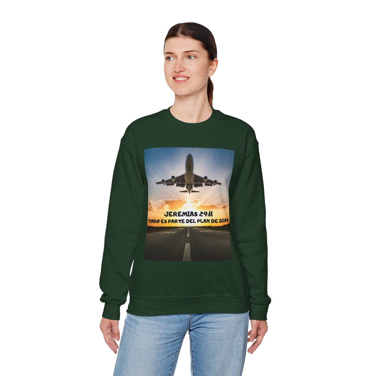 Christian Sweatshirt — Jeremías 29:11 & Mateo 28:20 Inspirational Crewneck