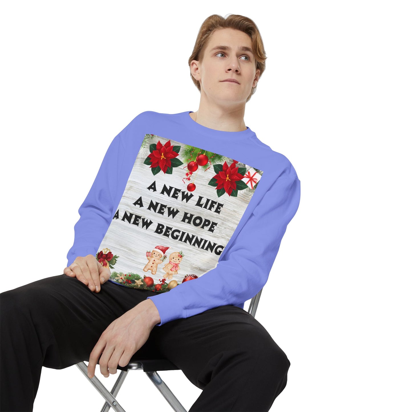 Cozy Holiday Sweatshirt - A New Life, New Hope, New Beginning, Christmas Gift, Unisex Apparel, Festive Wear, Winter Fashion