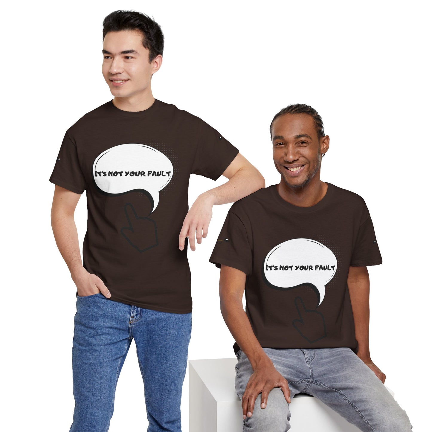 Graphic Tee — "It's Not Your Fault" Comic-Style Pointing Design