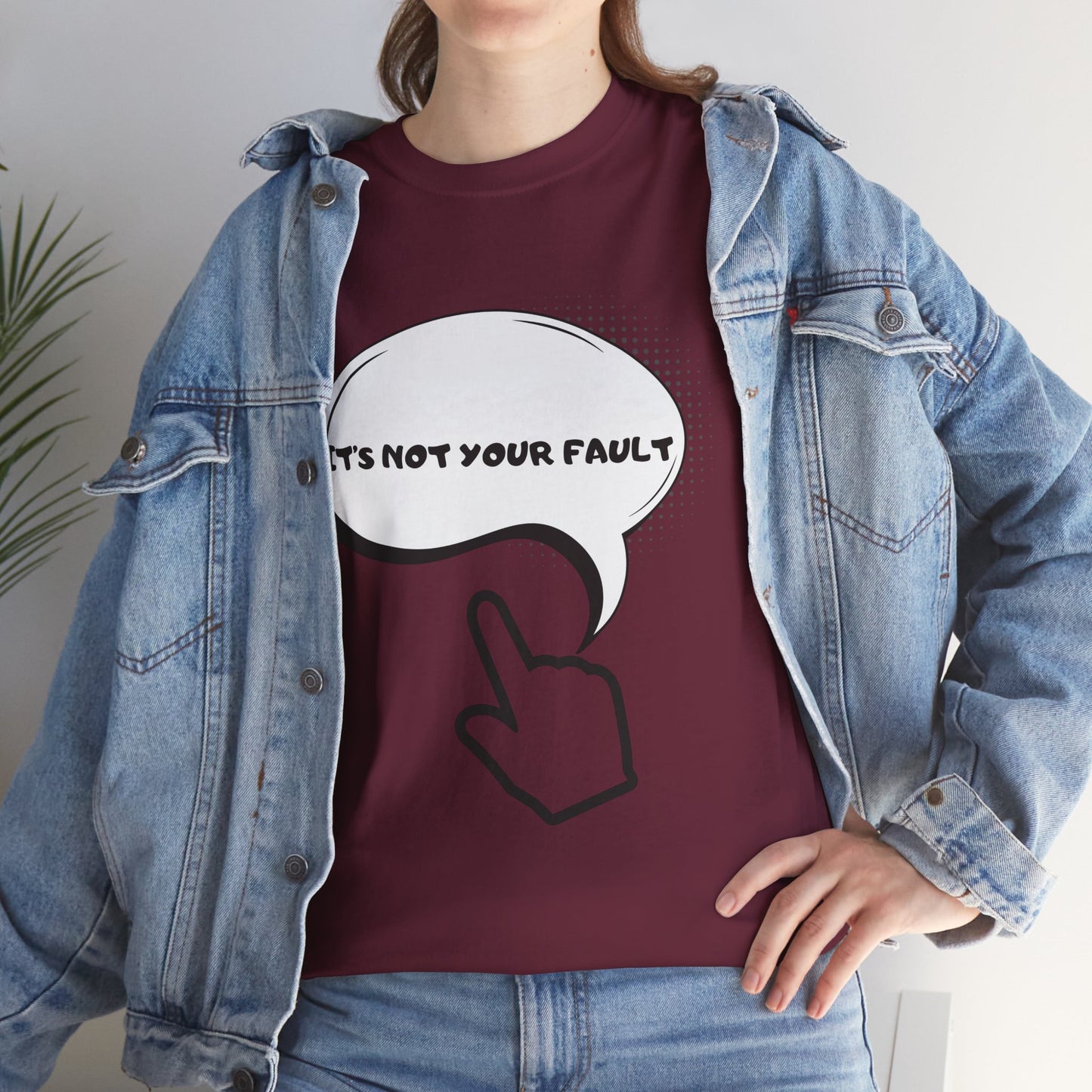 Graphic Tee — "It's Not Your Fault" Comic-Style Pointing Design