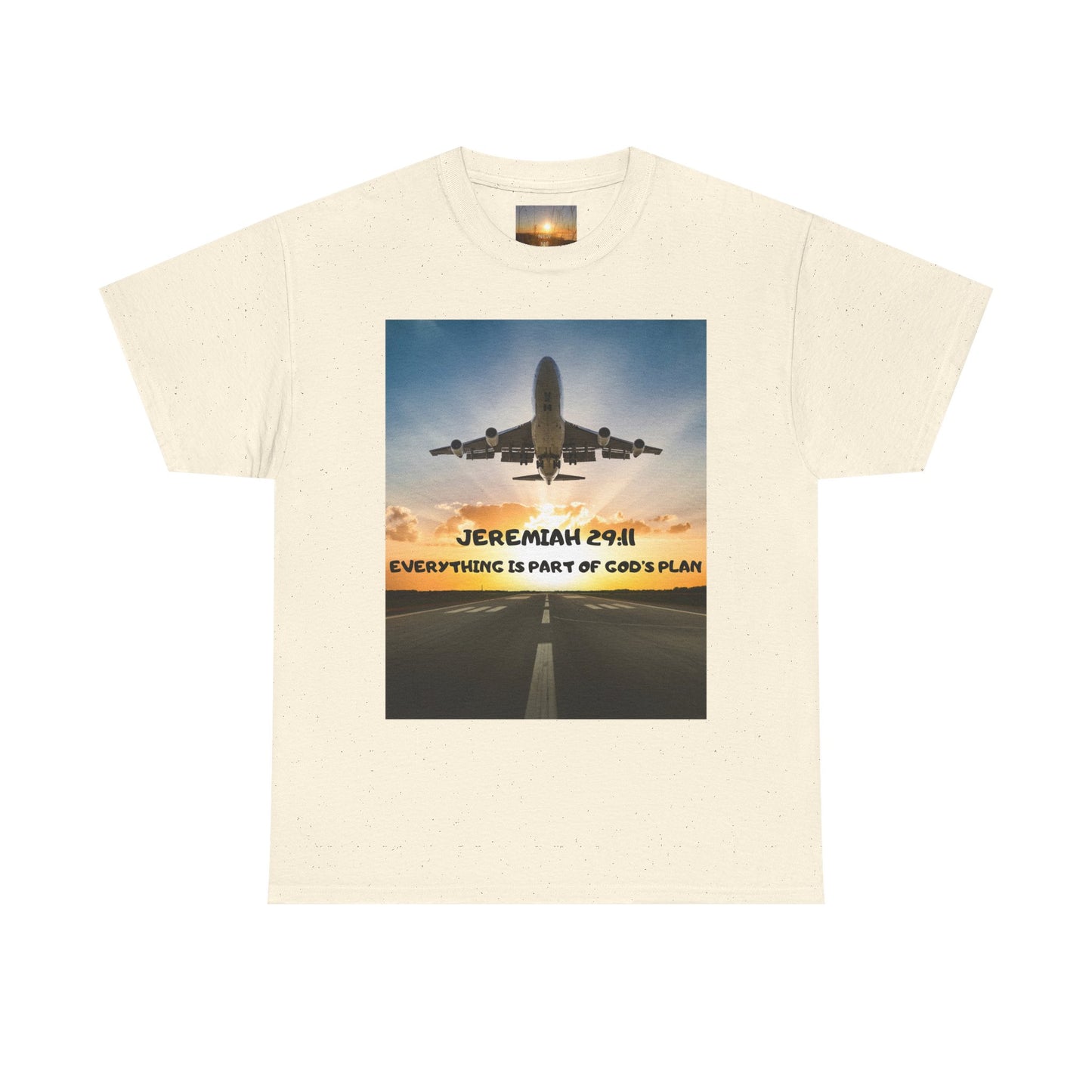 Faith Travel T‑Shirt — “Jeremiah 29:11 / Matthew 28:20” Inspirational Plane Tee