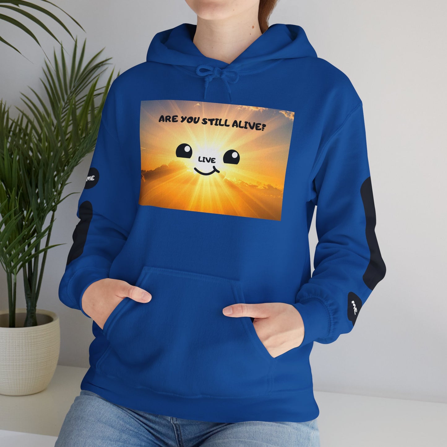 Smile Face Hoodie — "Are You Still Alive?" Sunrise Graphic Hooded Sweatshirt