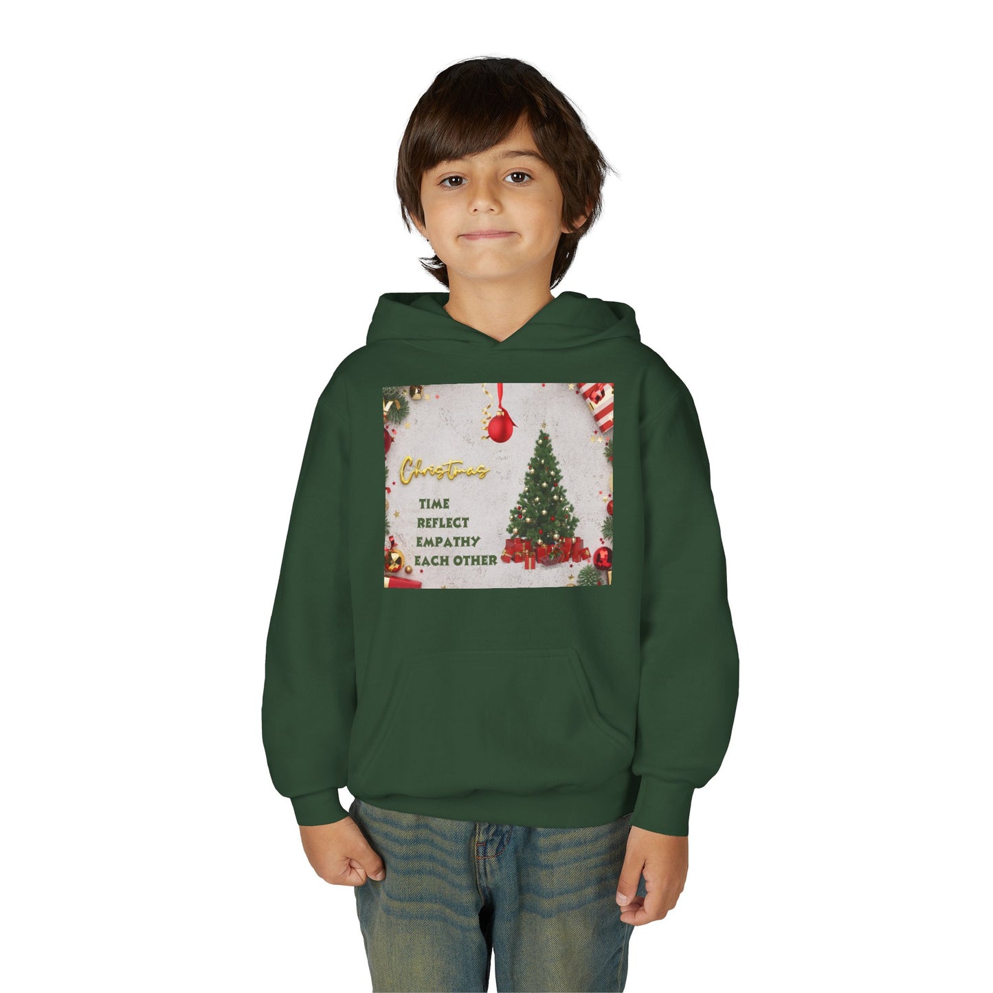 Youth Hooded Sweatshirt - Christmas Cheer, Cozy Holiday Gift, Festive Sweatshirt for Kids, Seasonal Wear, New Year Celebration
