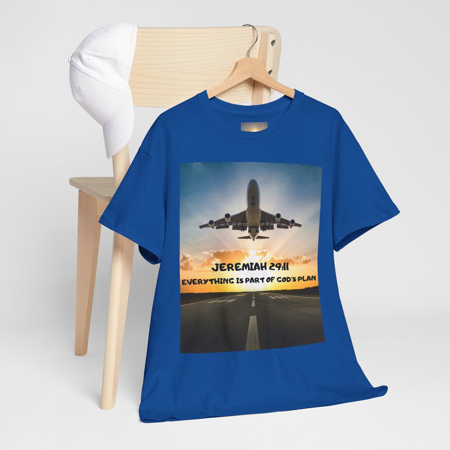 Faith Travel T‑Shirt — “Jeremiah 29:11 / Matthew 28:20” Inspirational Plane Tee