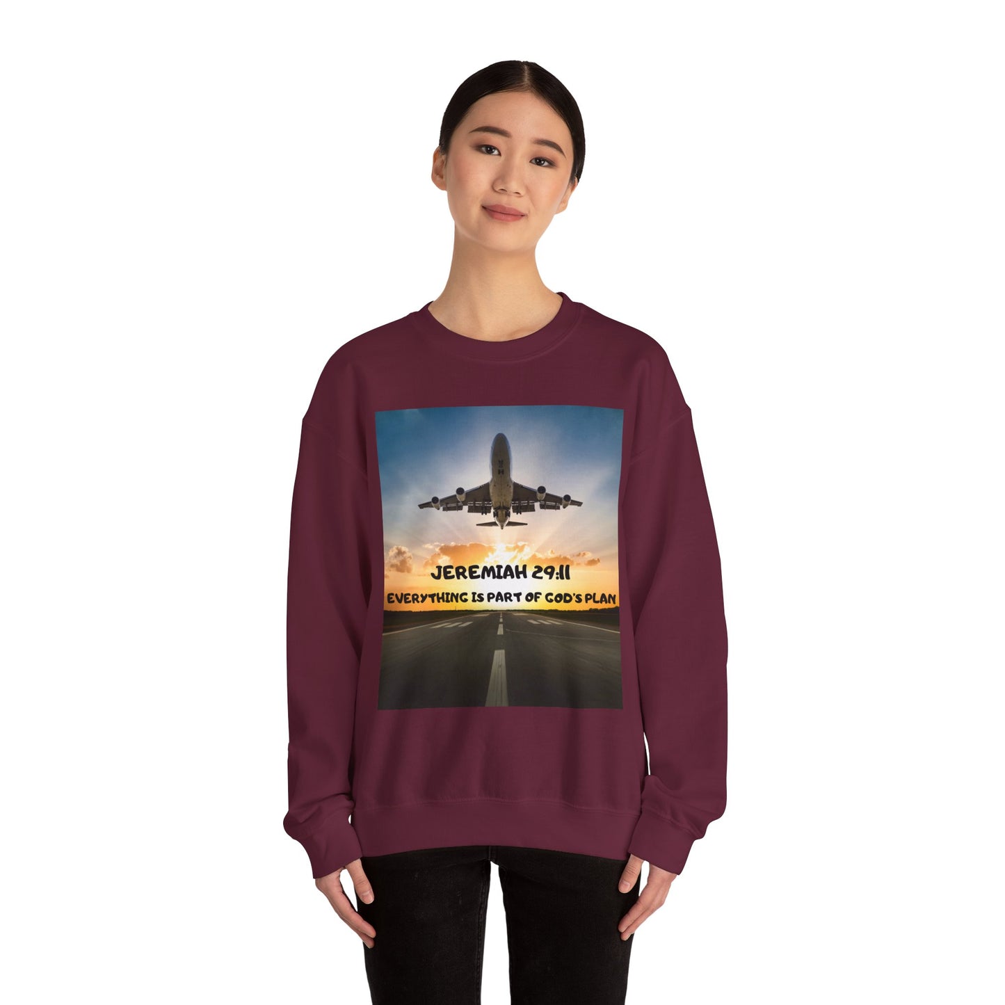 "Jeremiah 29:11 / Matthew 28:20" Christian Crewneck Inspirational Bible Verse Sweatshirt
