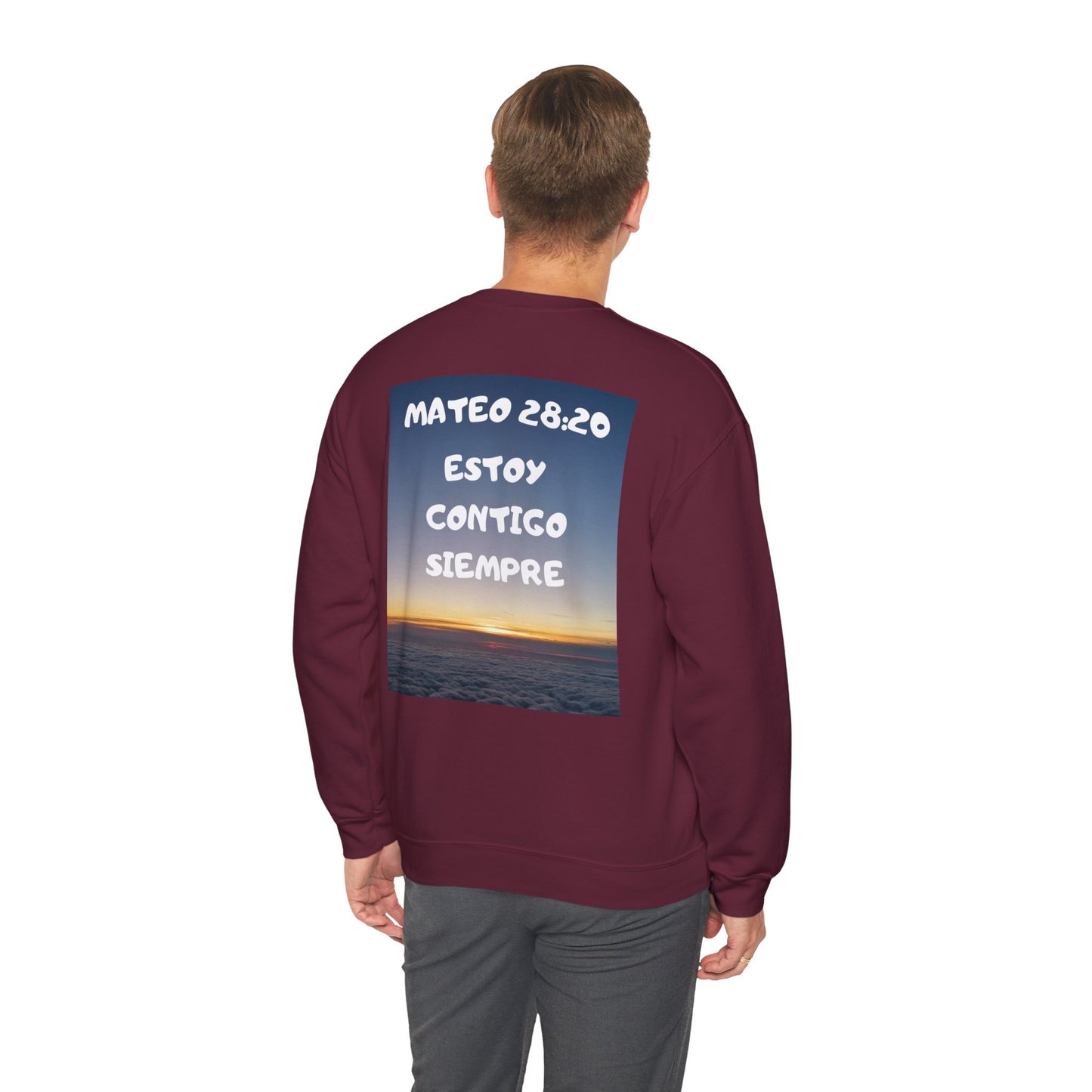 Christian Sweatshirt — Jeremías 29:11 & Mateo 28:20 Inspirational Crewneck
