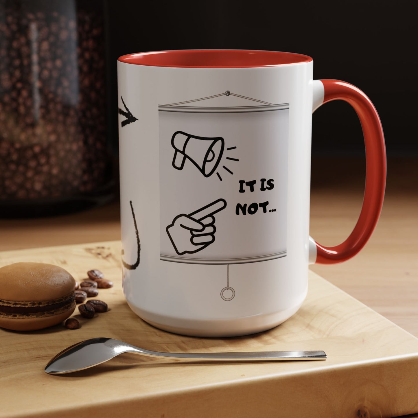 Accent Coffee Mug — Funny 'It Is Not your Fault' Doodle Cartoon Mug (11/15oz)