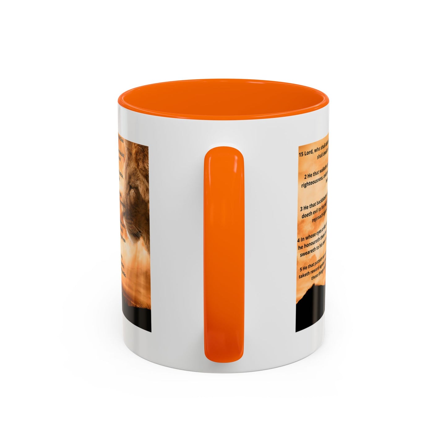 PSALM 15 ENG / SPA Inspirational Lion Accent Coffee Mug | Faith Mug, Motivational Gift, Nature Lover's Cup, Home Decor, Office Drinkware
