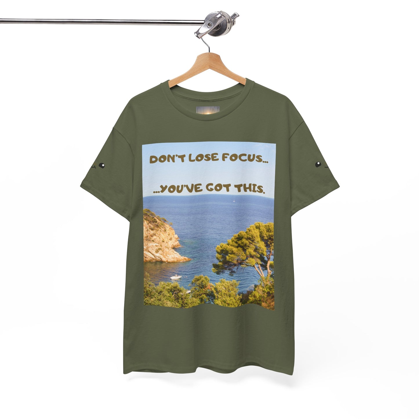Motivational Tee — "Don't Lose Focus, You've Got This" Beach Graphic