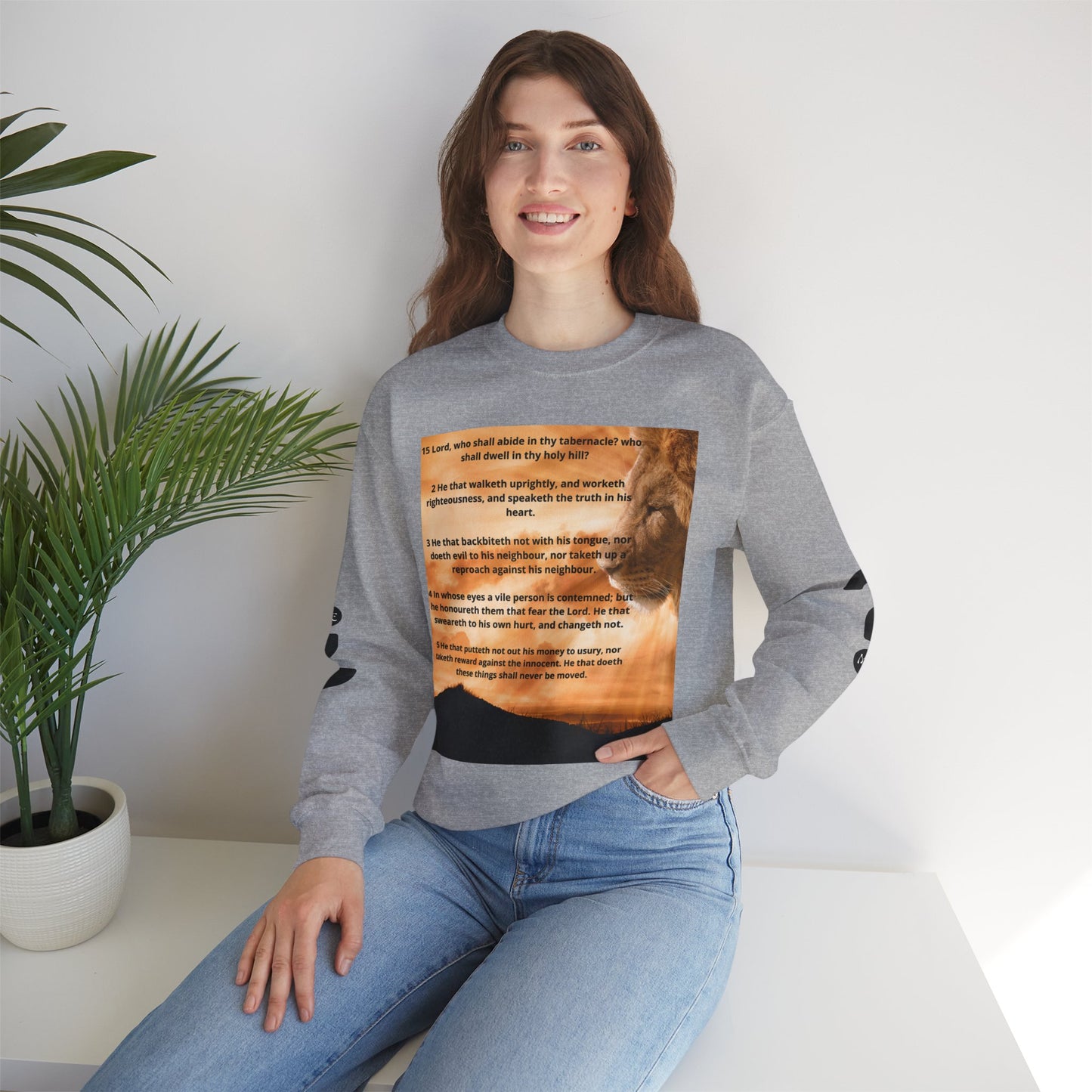 PSALM 15 Lion Crewneck Sweatshirt, Motivational Top for Animal Lovers, Gift Idea for Birthdays, Cozy Apparel for Everyday [...]
