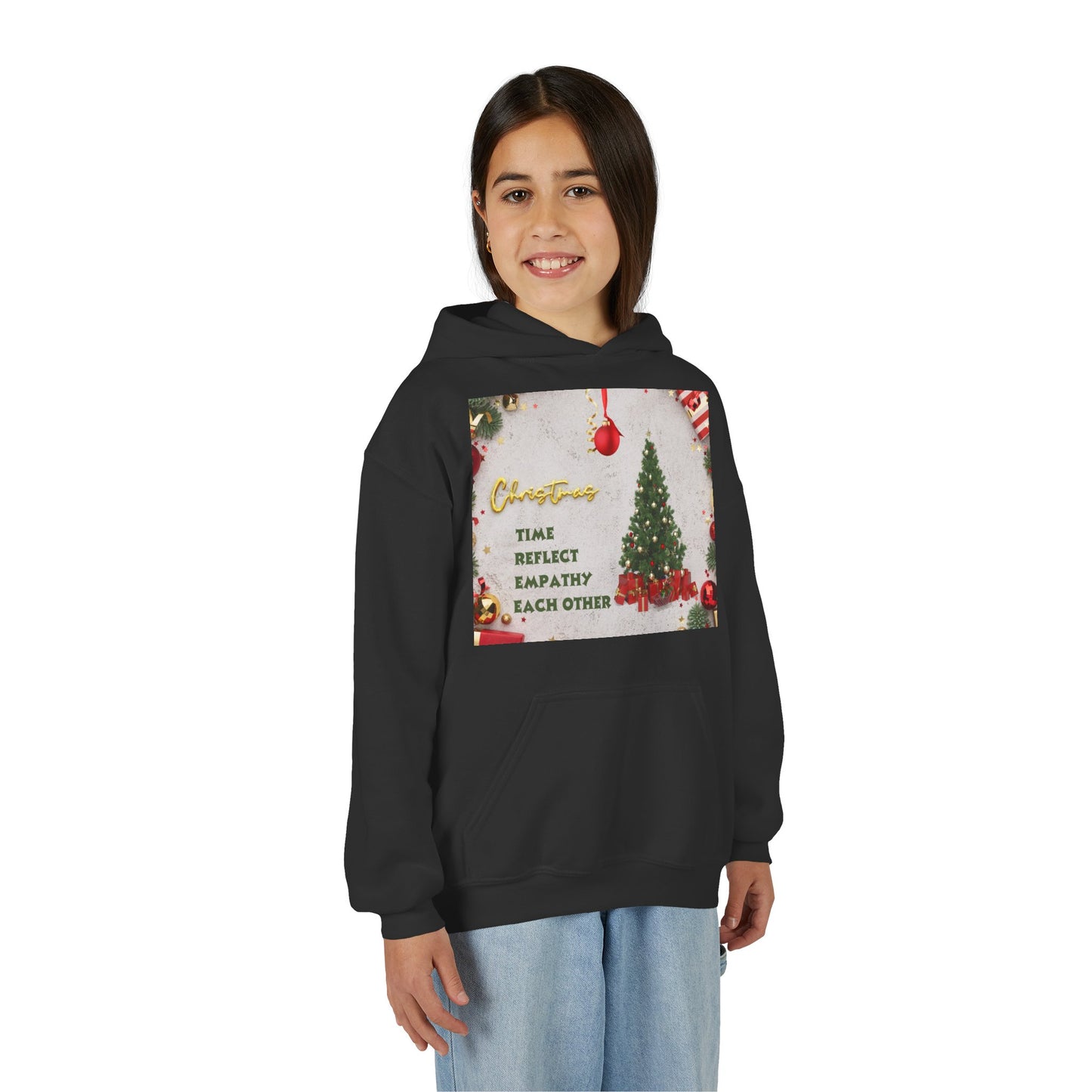 Youth Hooded Sweatshirt - Christmas Cheer, Cozy Holiday Gift, Festive Sweatshirt for Kids, Seasonal Wear, New Year Celebration