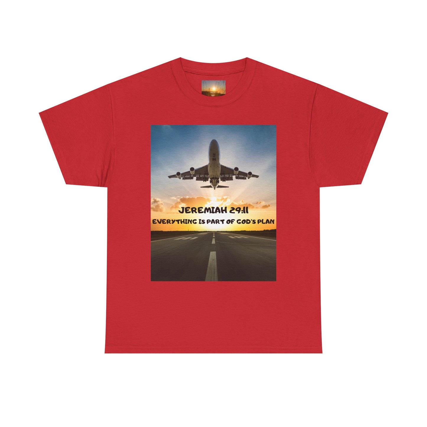 Faith Travel T‑Shirt — “Jeremiah 29:11 / Matthew 28:20” Inspirational Plane Tee