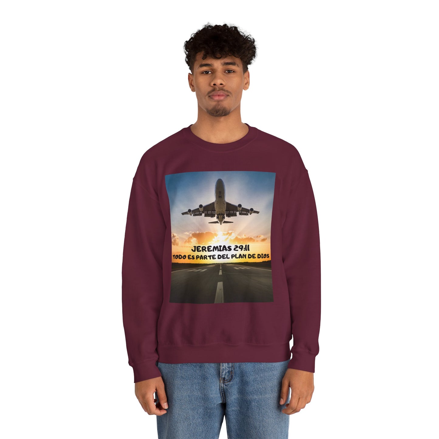 Christian Sweatshirt — Jeremías 29:11 & Mateo 28:20 Inspirational Crewneck