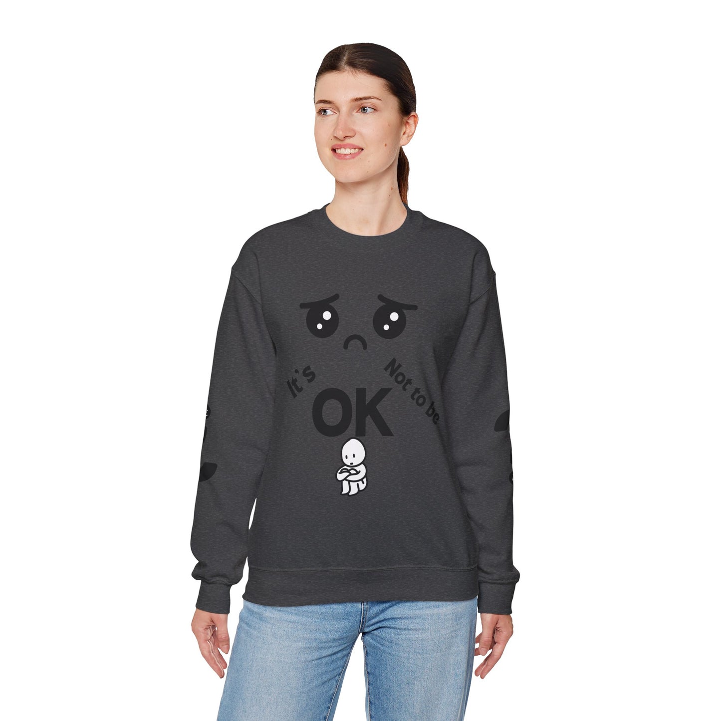 IT'S OK Inspirational Unisex Sweatshirt - Mental Health Awareness, Cozy Fashion, Self-Care Gift, Comfort Wear, Uplifting Quote