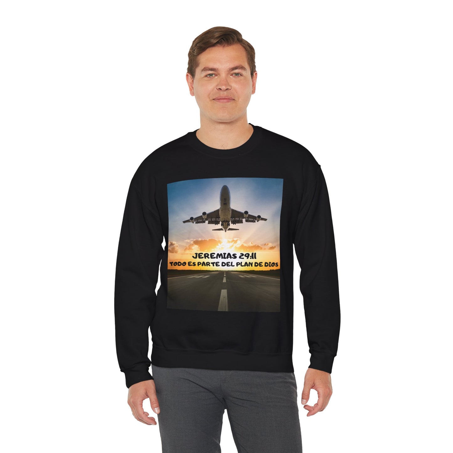 Christian Sweatshirt — Jeremías 29:11 & Mateo 28:20 Inspirational Crewneck