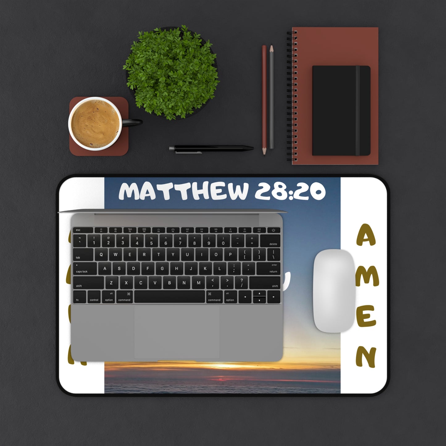 Matthew 28:20 Desk Mat — "I'm With You Always" Inspirational Christian Desk Pad